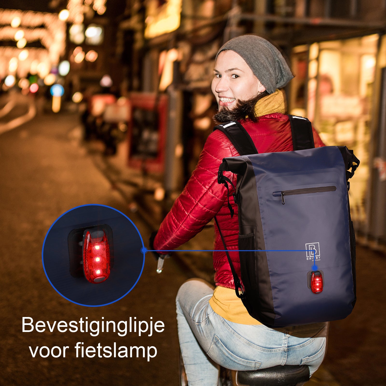 3 in 1 waterproof rolltop bicycle bag set 40-52L blue - reflective - high visibility - bicycle bag - backpack - shoulder bag