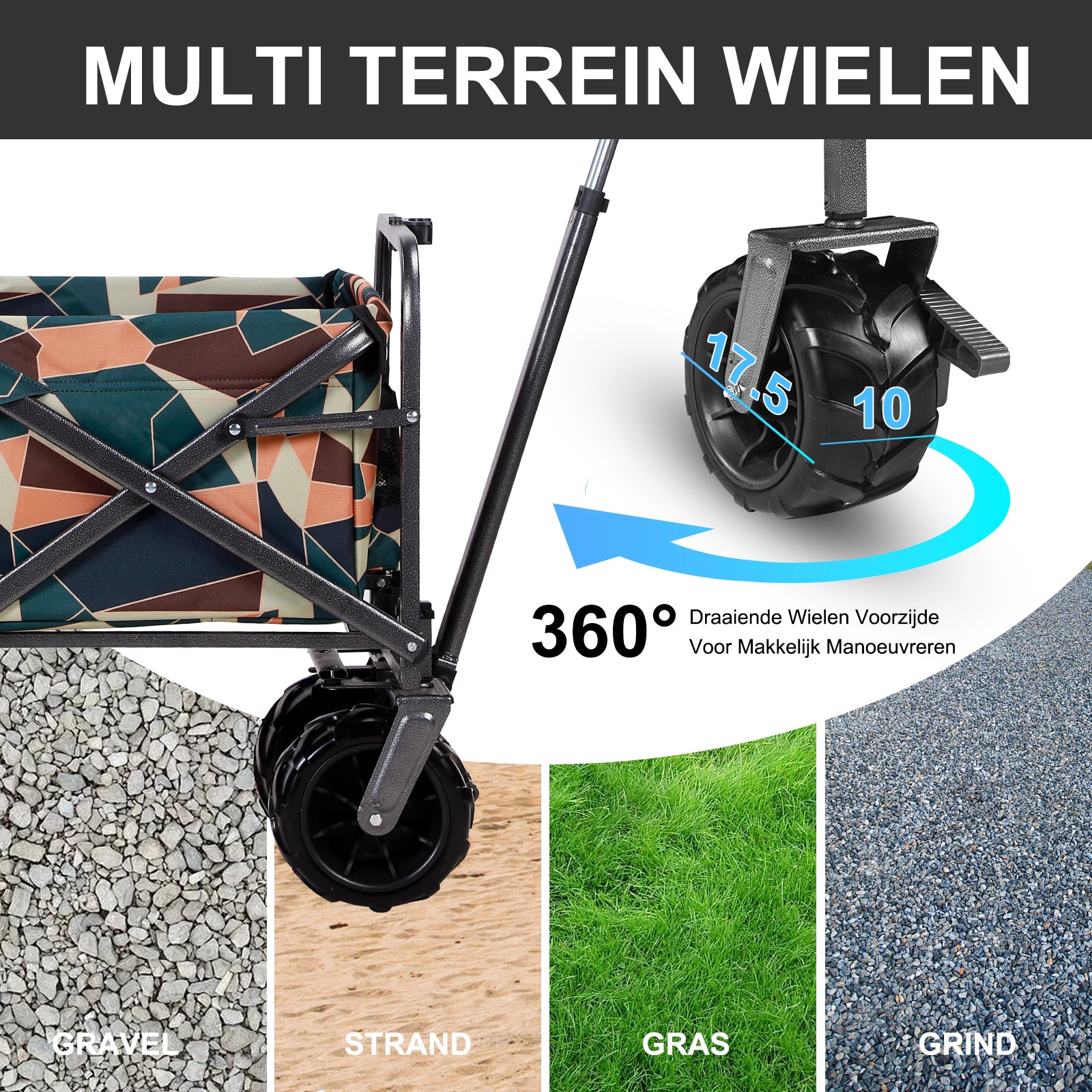 Packaway Bolderkar XL 80kg abstract colours - opvouwbaar - heavy duty - wasbaar