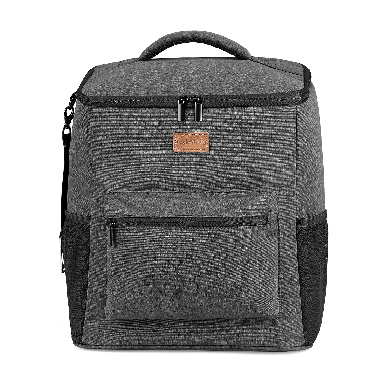 Koeltas rugzak 25L grijs - Waterafstotend - anti diefstal vak - 4 laags geïsoleerd - Incl. 2 gratis koelelementen en gratis flessenopener