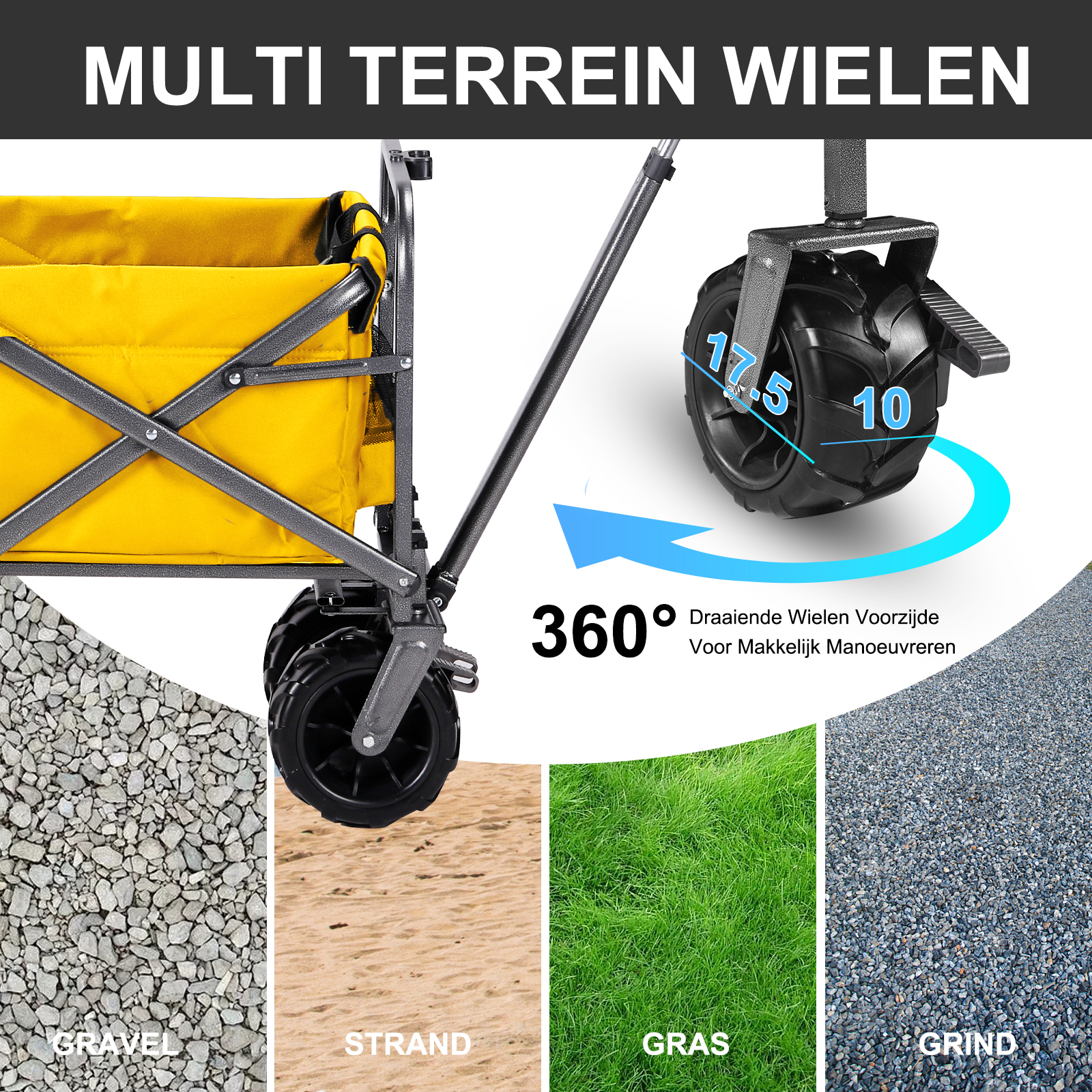 Packaway Bolderkar XL 80kg oker - opvouwbaar - heavy duty - wasbaar