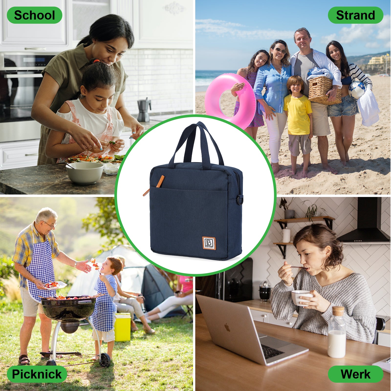 Koeltas 7L blauw - Lunchtas - 4-laags geïsoleerd - 2 gratis koelelementen - incl. schouderband