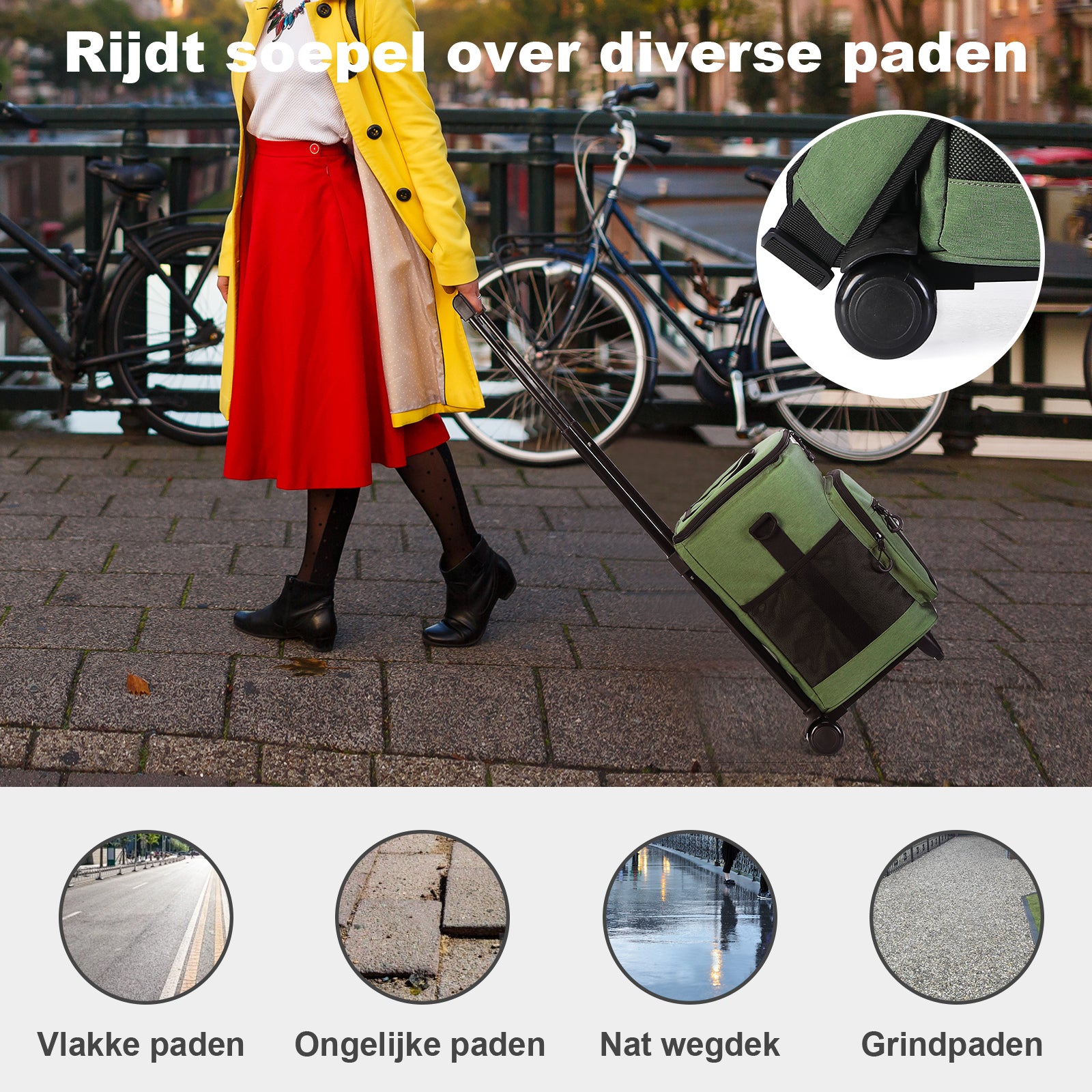 Brisby Boodschappentrolley 32L groen - incl. koelvak, koelelementen