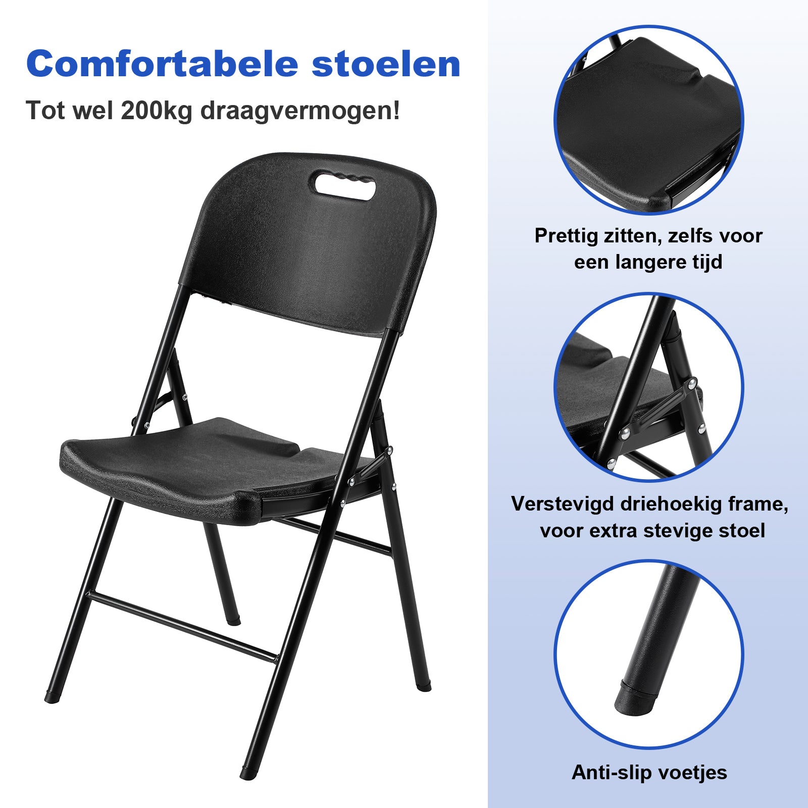 Bardi 4-piece folding chair set - Heavy-duty folding chair set, weather-resistant 47 x 54 x 87 cm. – Black