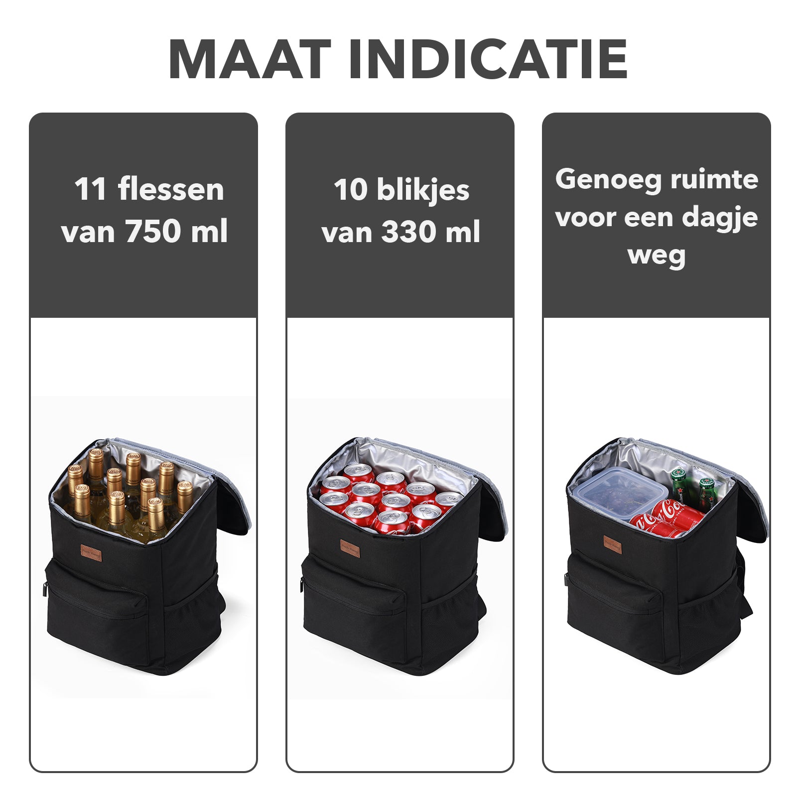 Packaway Koeltas rugzak 25L zwart - incl. 2 koelelementen, flessenopener
