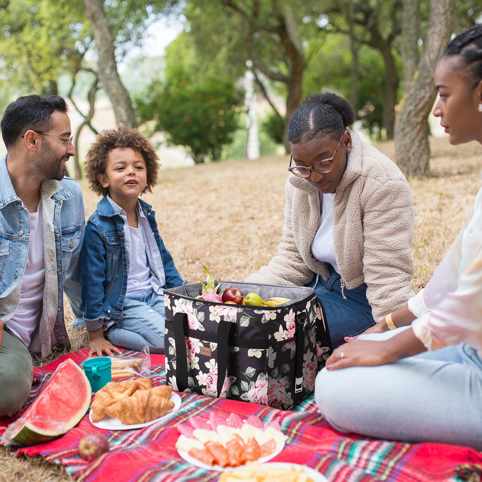 Packaway Koeltas 30L black flower - incl. 4 koelelementen, draagband