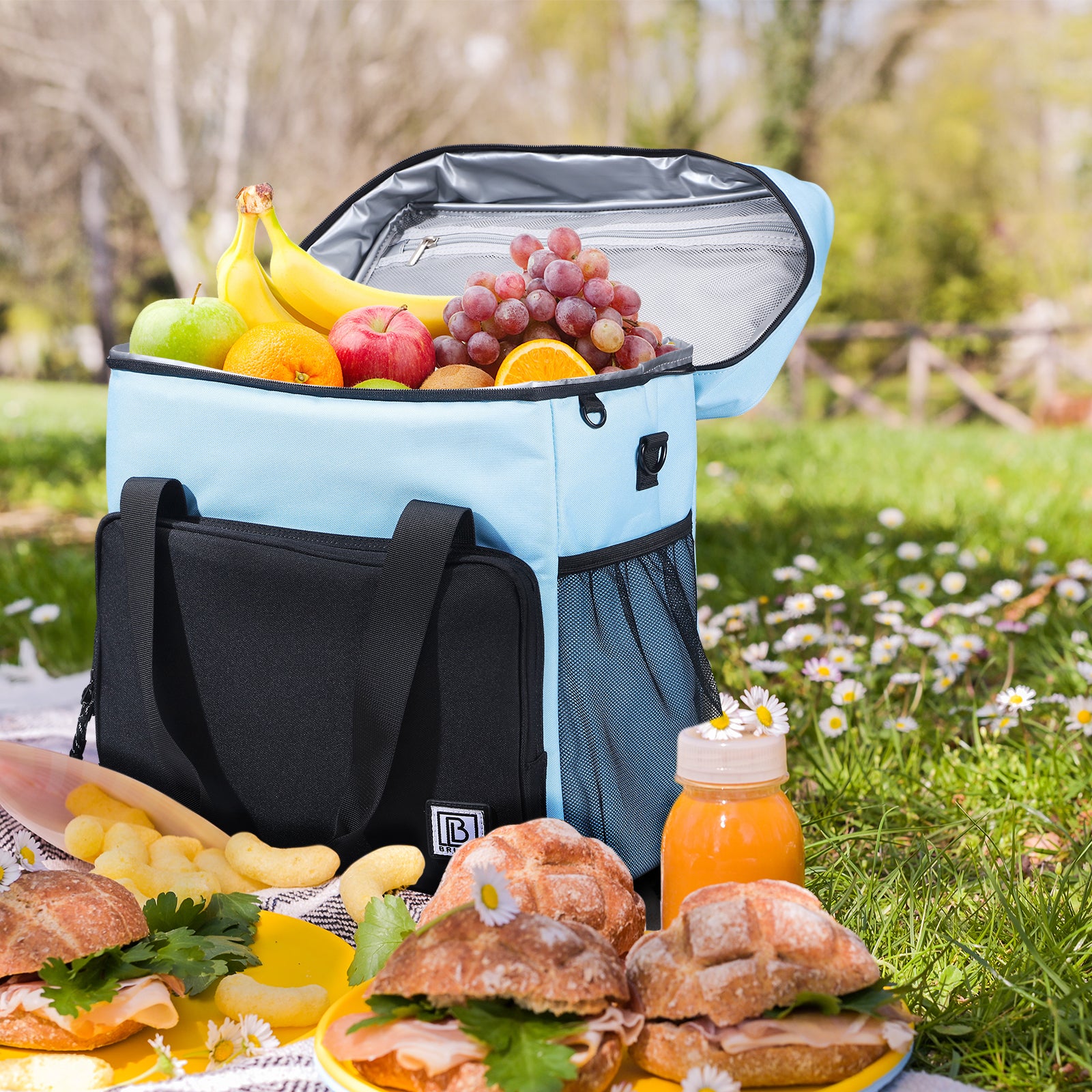 Cooler bag 40L black/blue - Lunch bag - 4-layer insulated - 6 free cooling elements - incl. shoulder strap