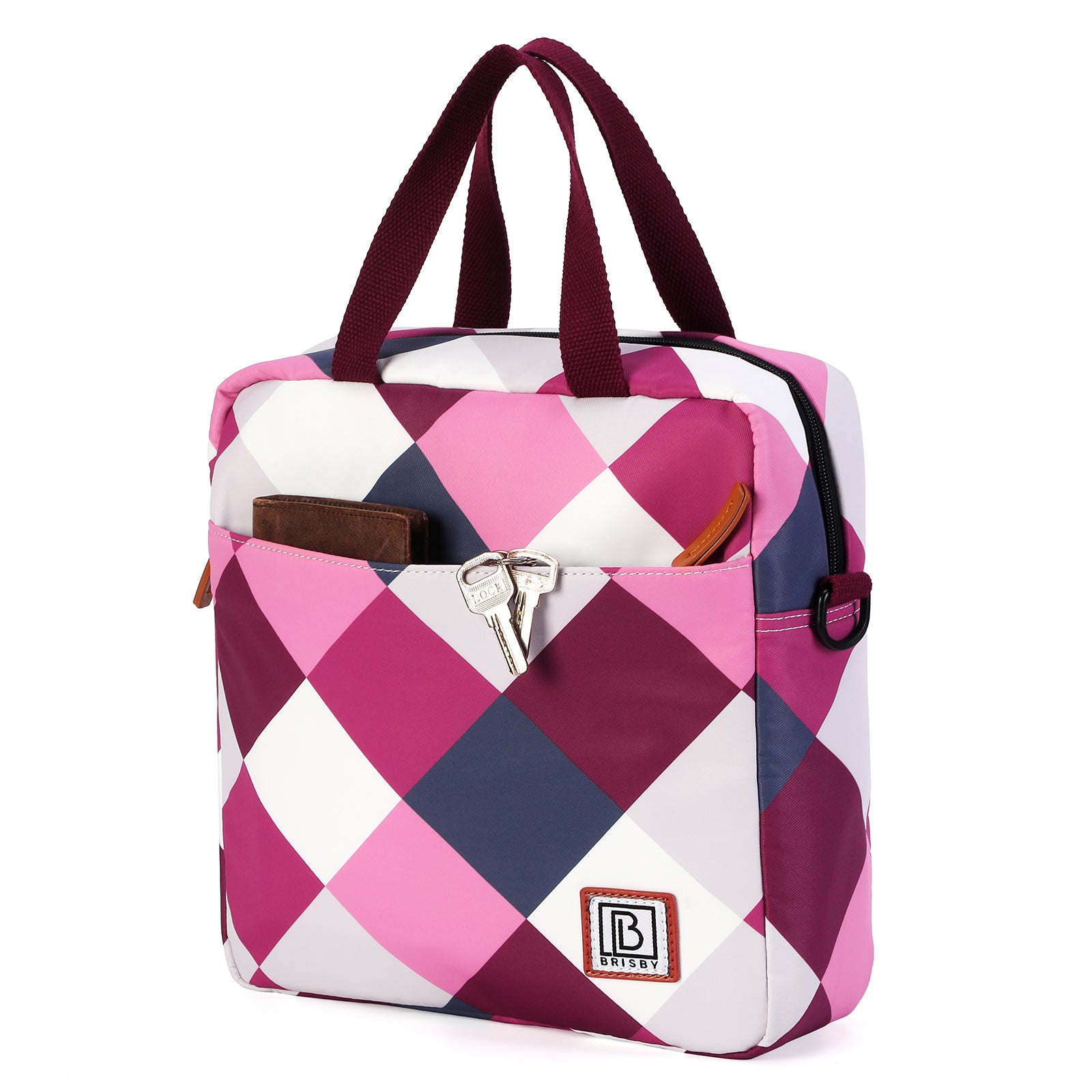 Brisby 4 Layer Insulated Cooler Bag - Lunch Bag 7 Liter - Block Pink