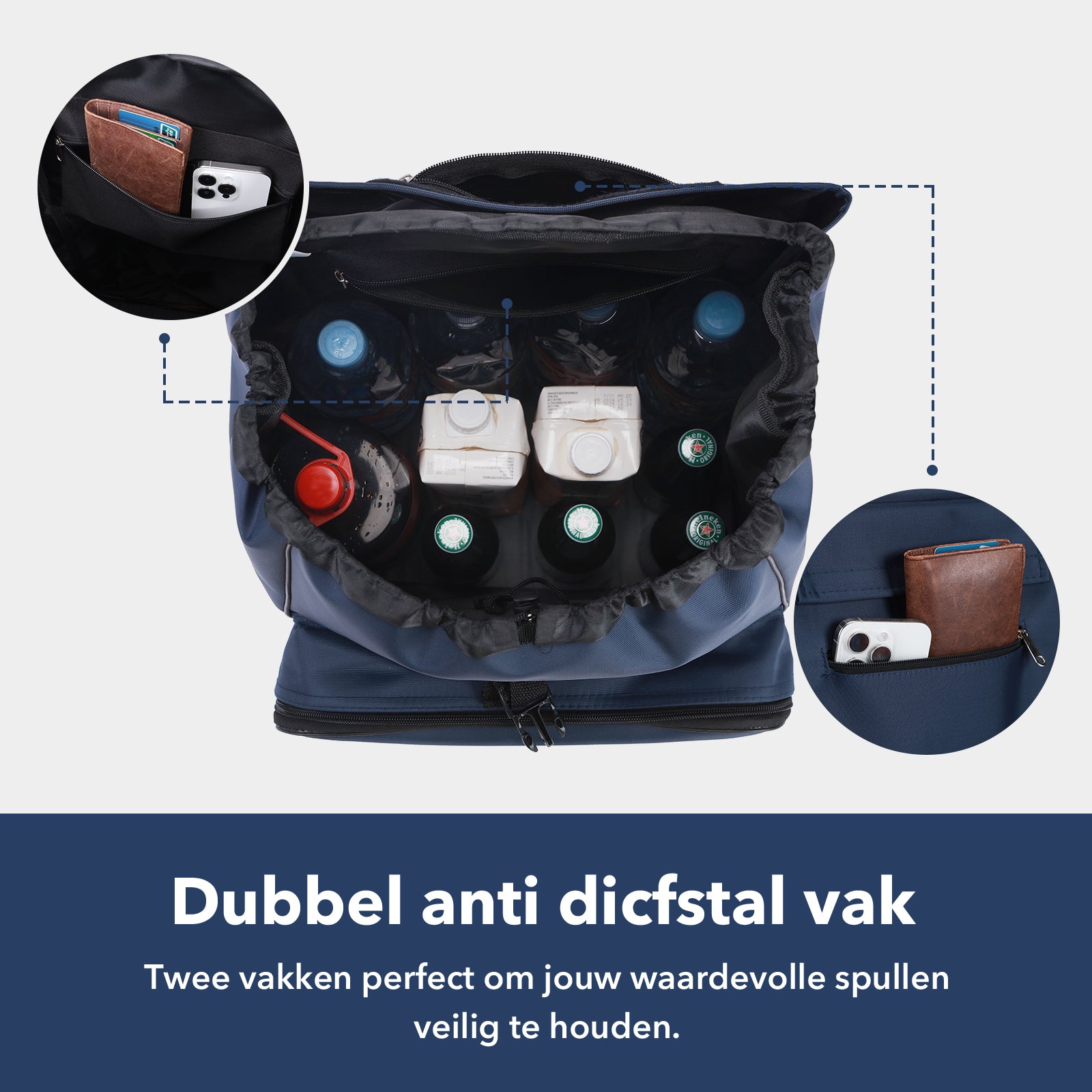 Boodschappentrolley Deluxe 50L met koelvak blauw - boodschappenwagen - steekwagenfunctie