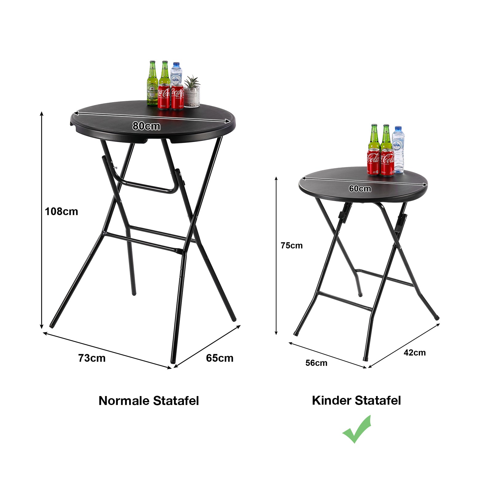 Bardi 2 x Salontafel - Bijzettafel Inklapbaar 60 x 74cm - Wit inclusief Witte Rokken
