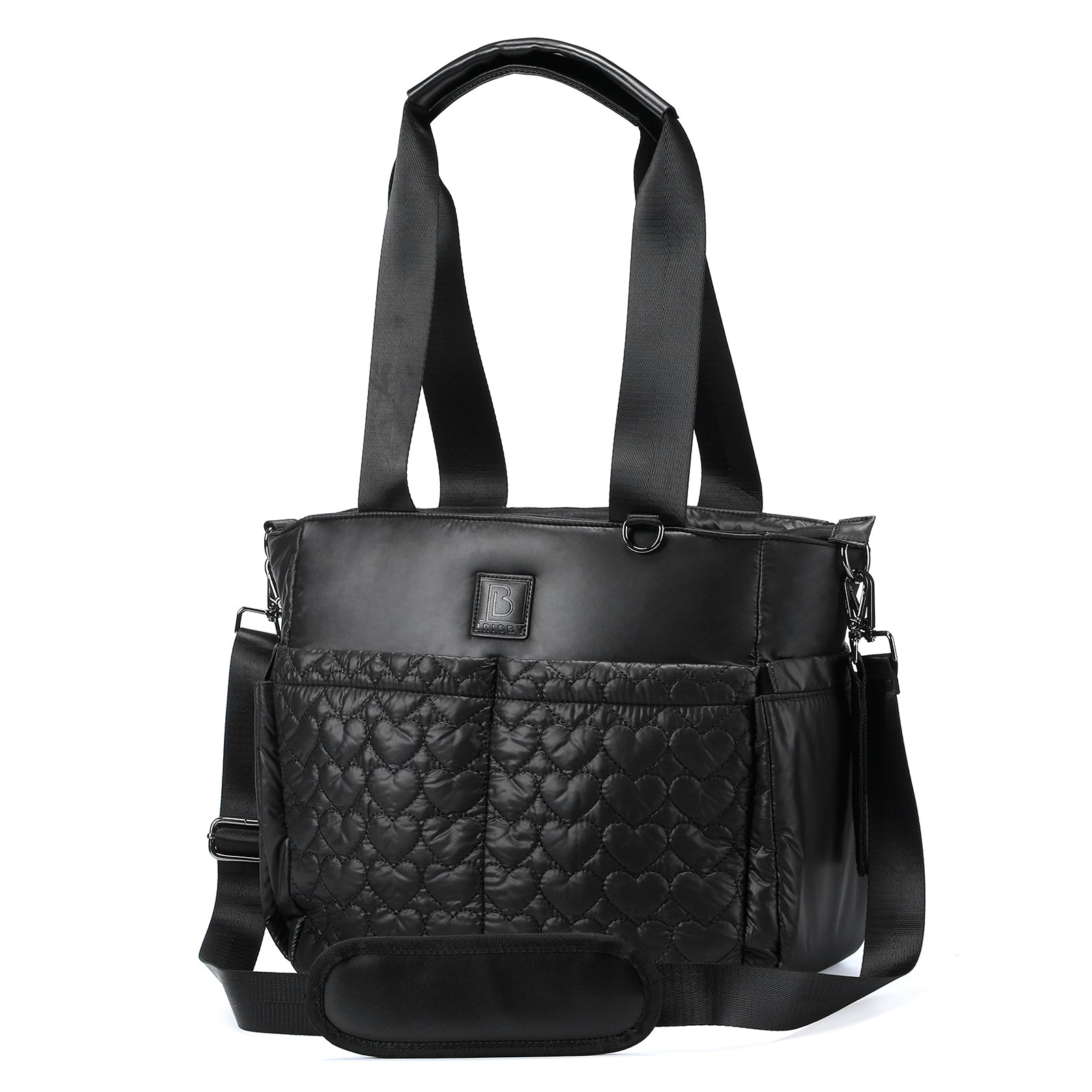 Florence diaper bag 17L black - shoulder bag, care bag - hard-wearing - incl. cool bag, changing mat and stroller hooks - nylon