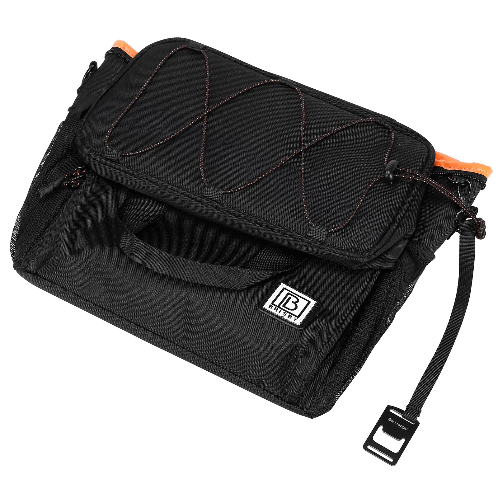 Cooler bag 15L black with orange interior - Lunch bag - 4-layer insulated - 2 free cooling elements - incl. shoulder strap