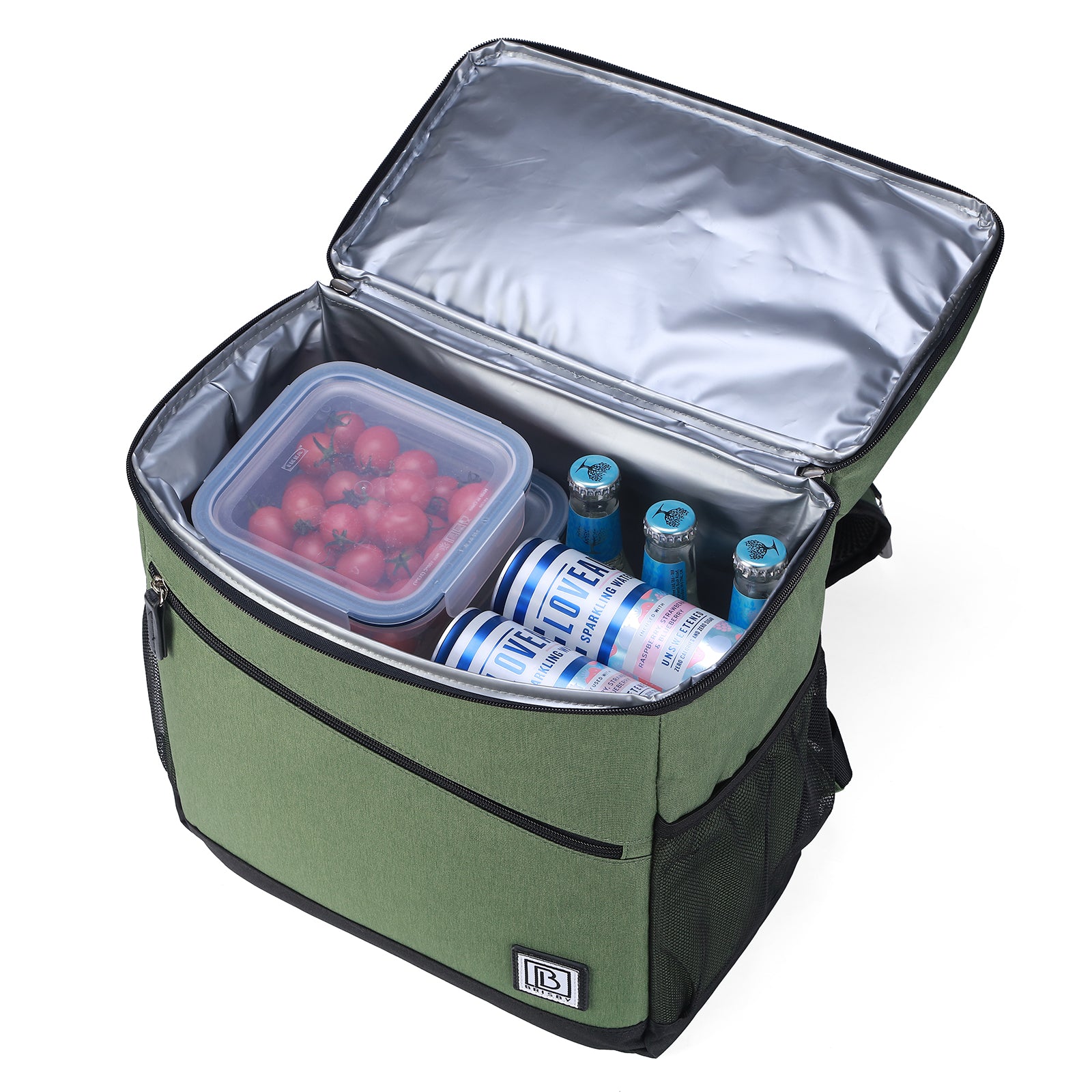 Koeltas 25L groen - rugzak - 4-laags geïsoleerd - waterafstotend - incl. 2 gratis koelelementen en bieropener