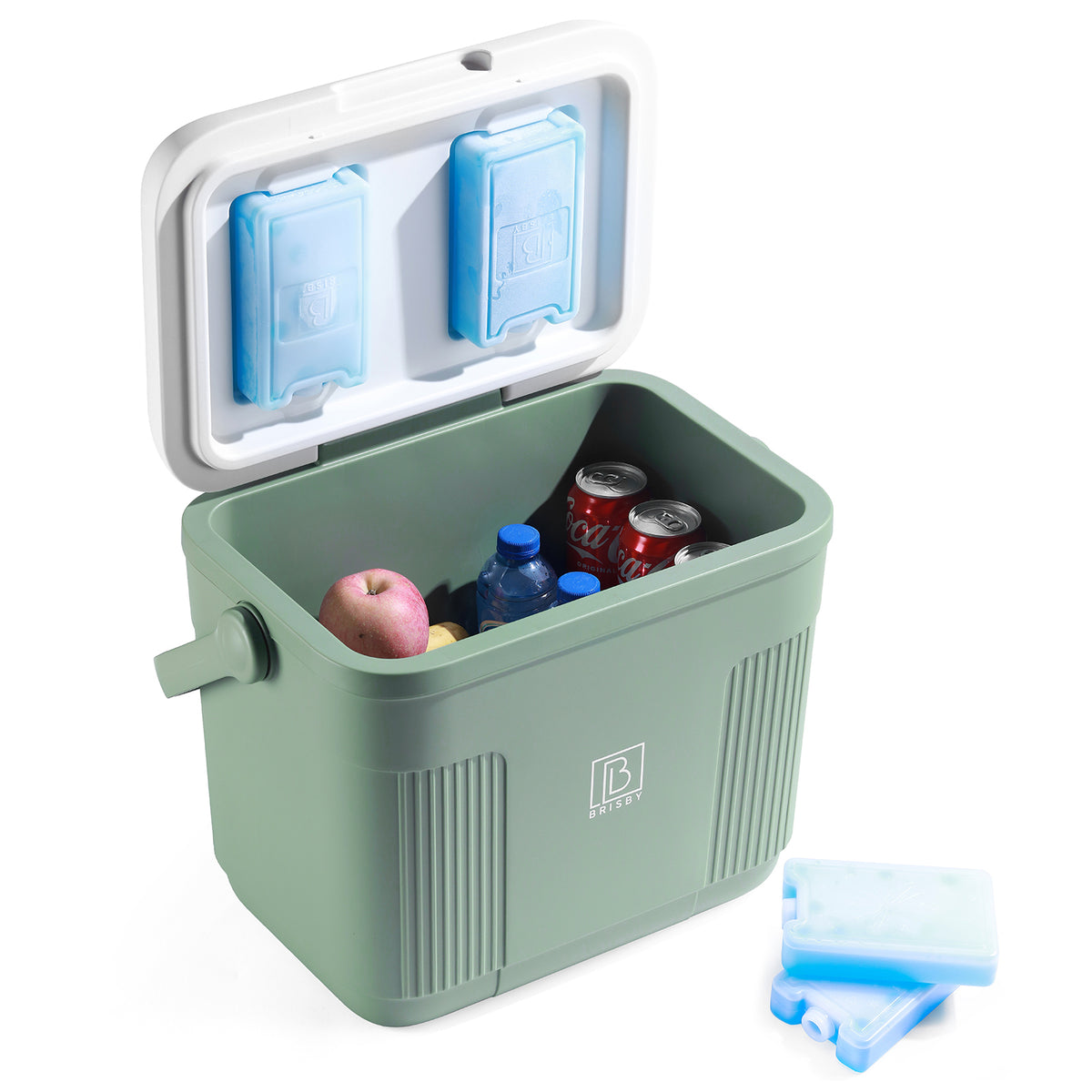 Brisby Koelbox 22L groen + 3-delige vershoudbakjes set - incl. 4 koelelementen