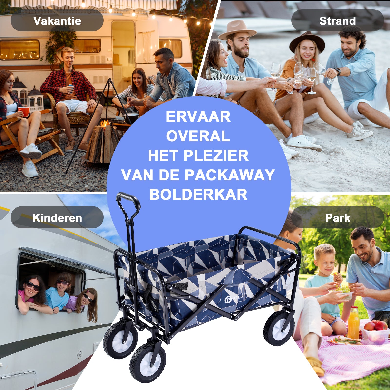 Packaway Bolderkar 70kg abstract pastel - opvouwbaar - wasbaar