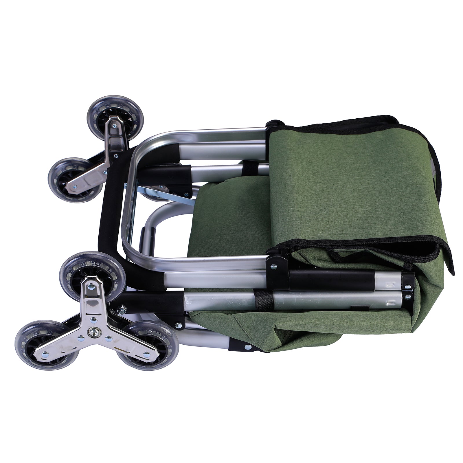 Shopping trolley 40L with pedal wheels green - shopping trolley suspension - foldable - telescopic handle