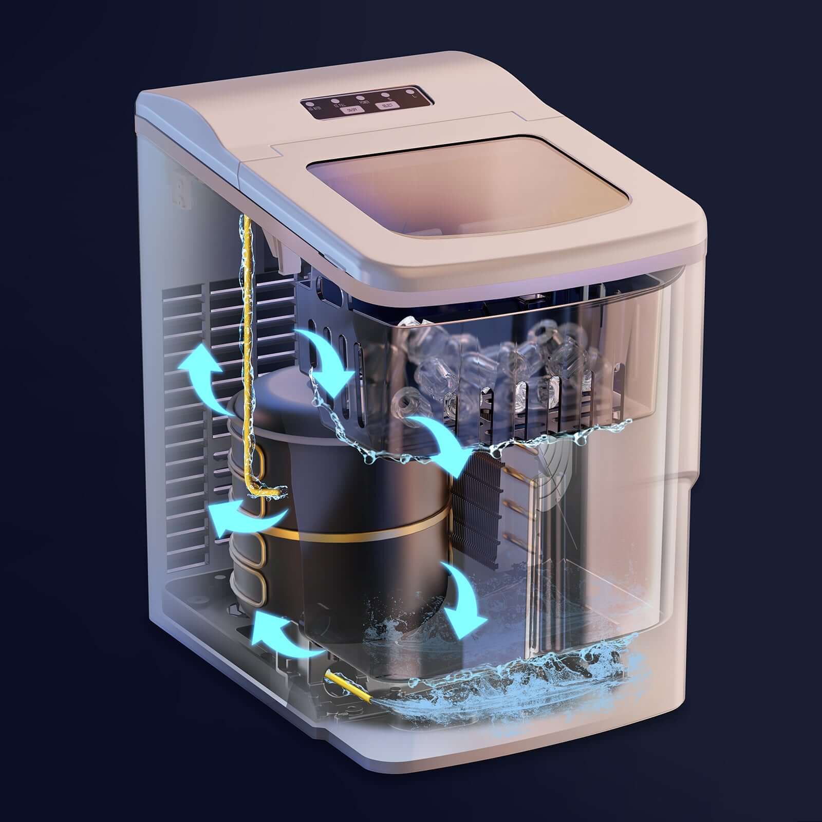 Bardi IJsblokjesmachine - 2 Liter - 12KG IJsblokjes in 24 uur - met IJsschep - Inclusief Luxe Thermosbeker en Ijsschep - Wit Brisby Rugzak voor Dames & Heren – Comfortabele, Waterafstot