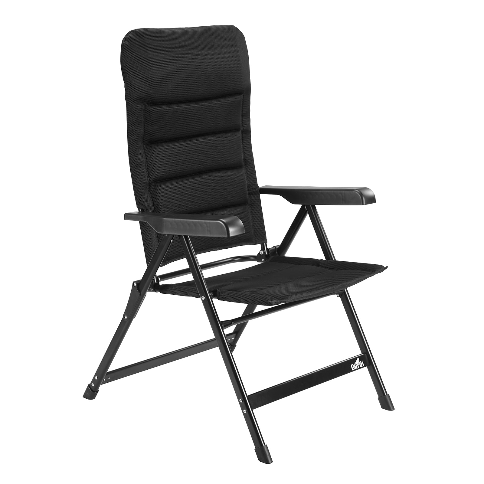 Bardi 8-delige Campingstoelen set zwart - 7 standen - 120 kg draagvermogen