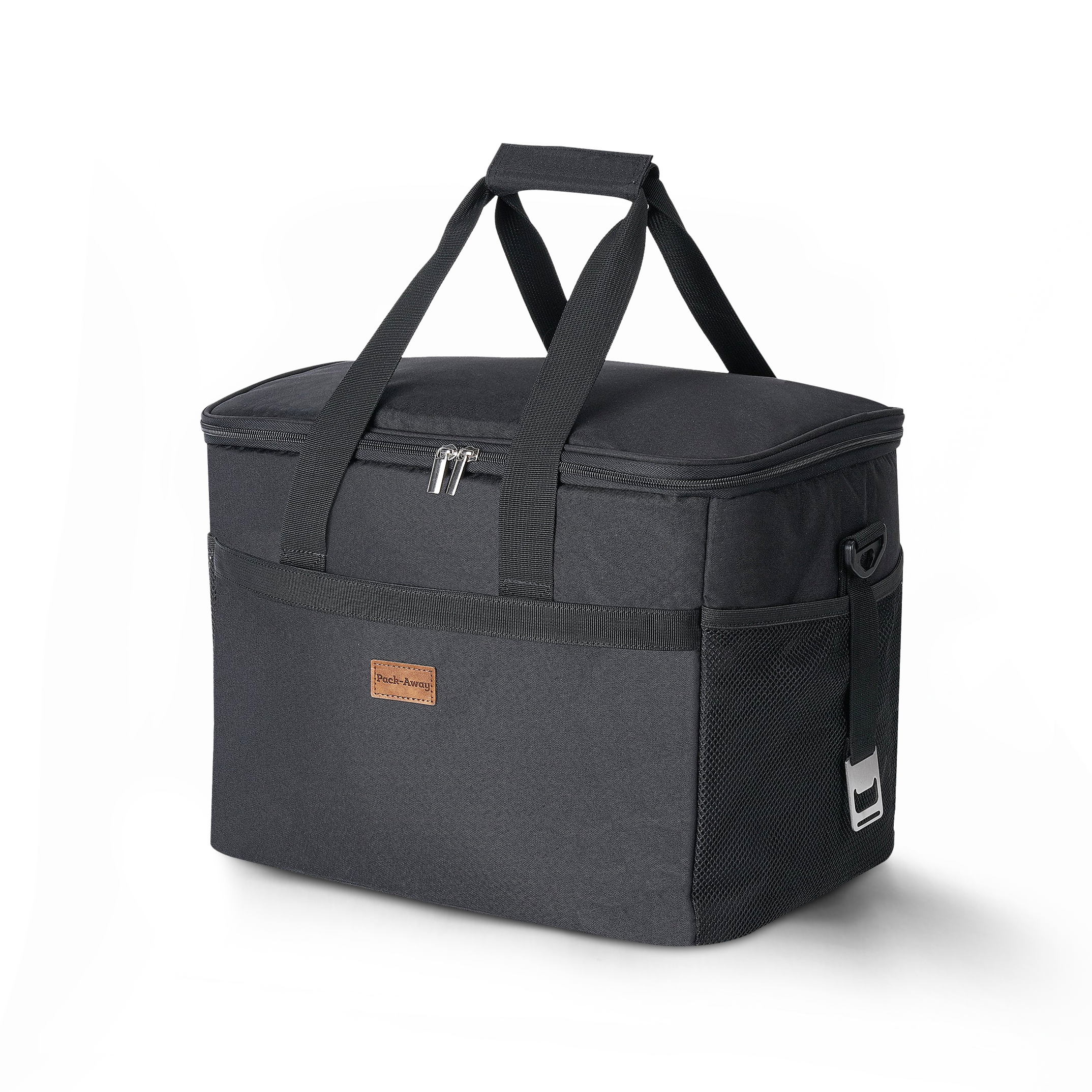 Cooler bag 30L black - lunch bag - foldable - 4-layer insulated - incl. 4 free cooling elements and carrying strap