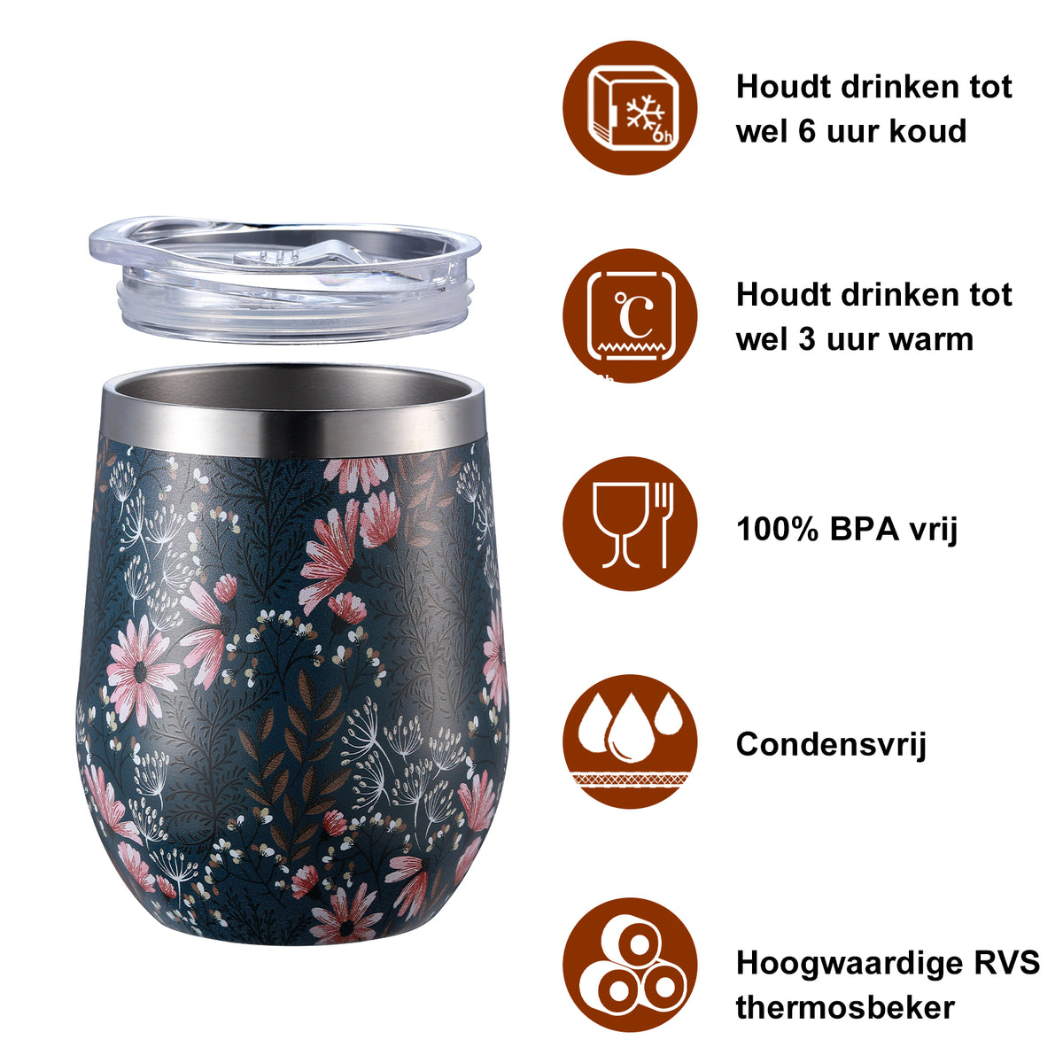 Bardi IJsblokjesmachine set 1,6L RVS - incl. 3 thermoscups japanese flower en ijsschep