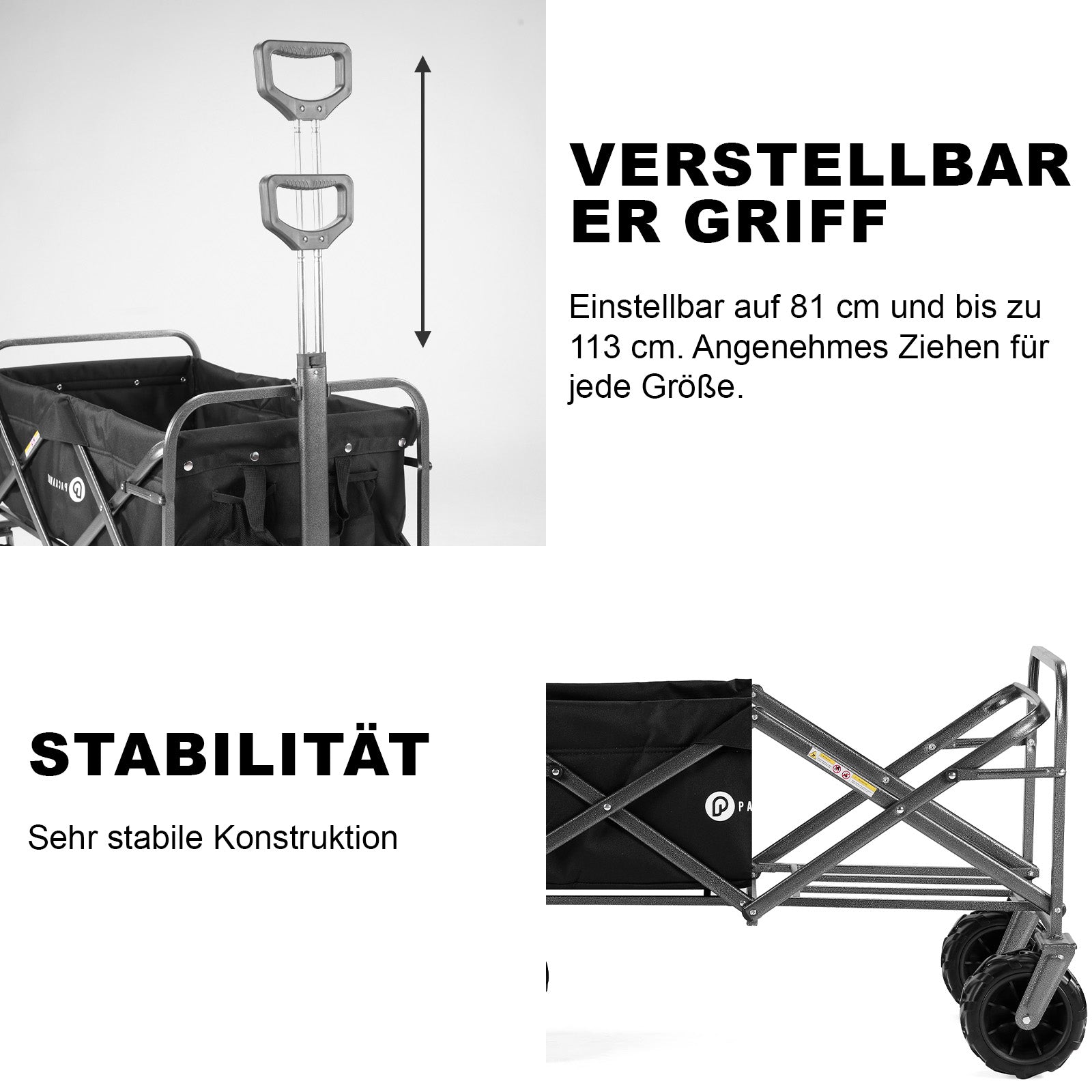 Packaway Bolderkar XL 80kg zwart - opvouwbaar - heavy duty - wasbaar