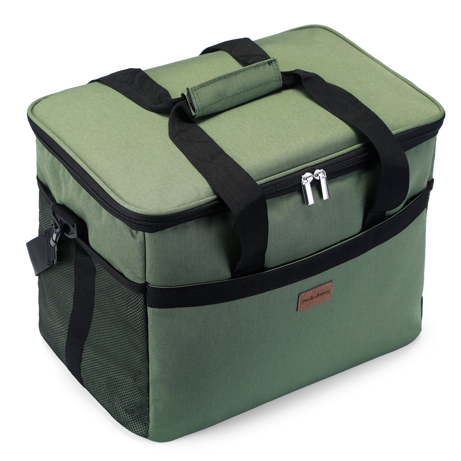Cooler bag 30L green - lunch bag - foldable - 4-layer insulated - incl. 4 free cooling elements and carrying strap