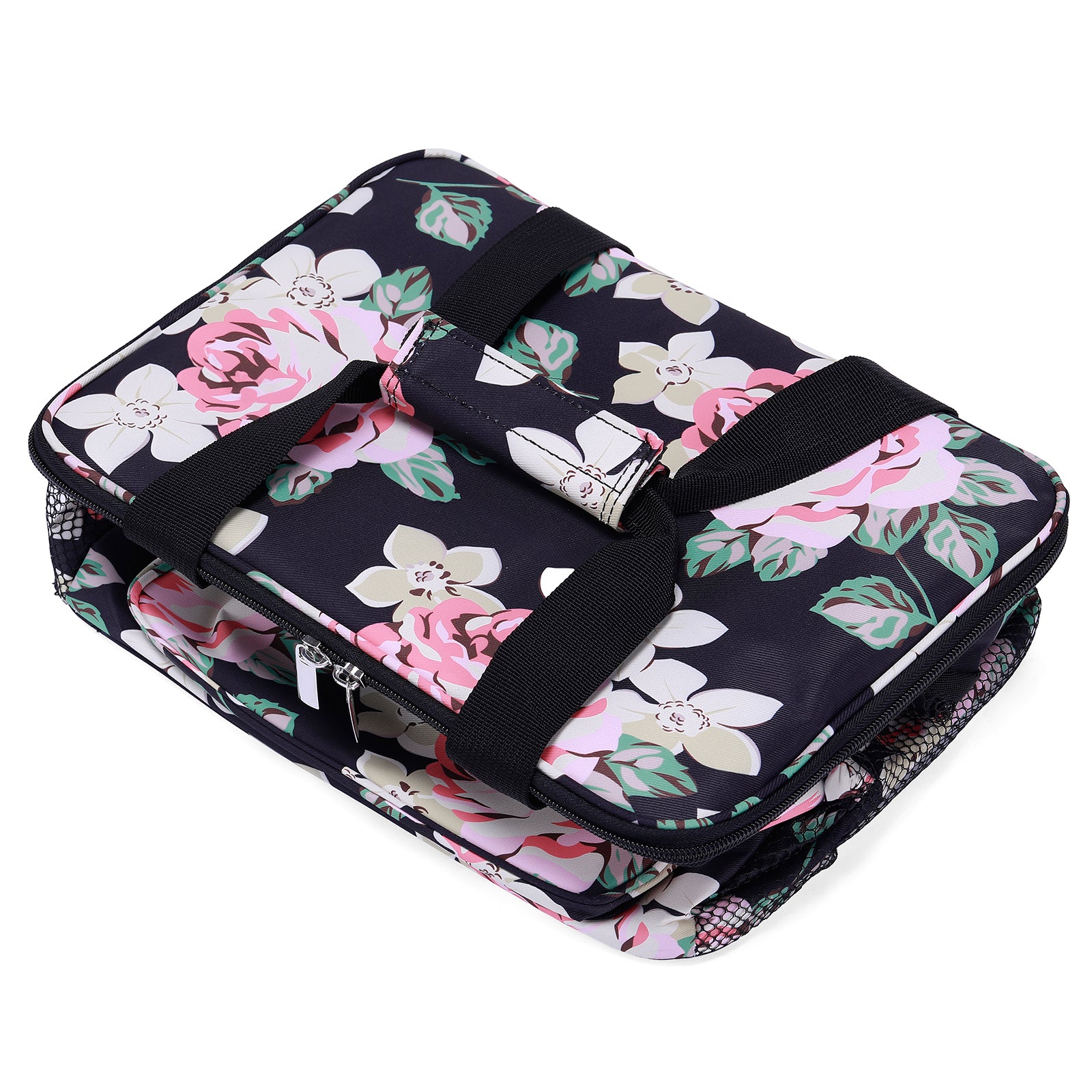 Cooler bag 15L abstract black flower - lunch bag - 4-layer insulated - foldable - incl. 2 free cooling elements and carrying strap
