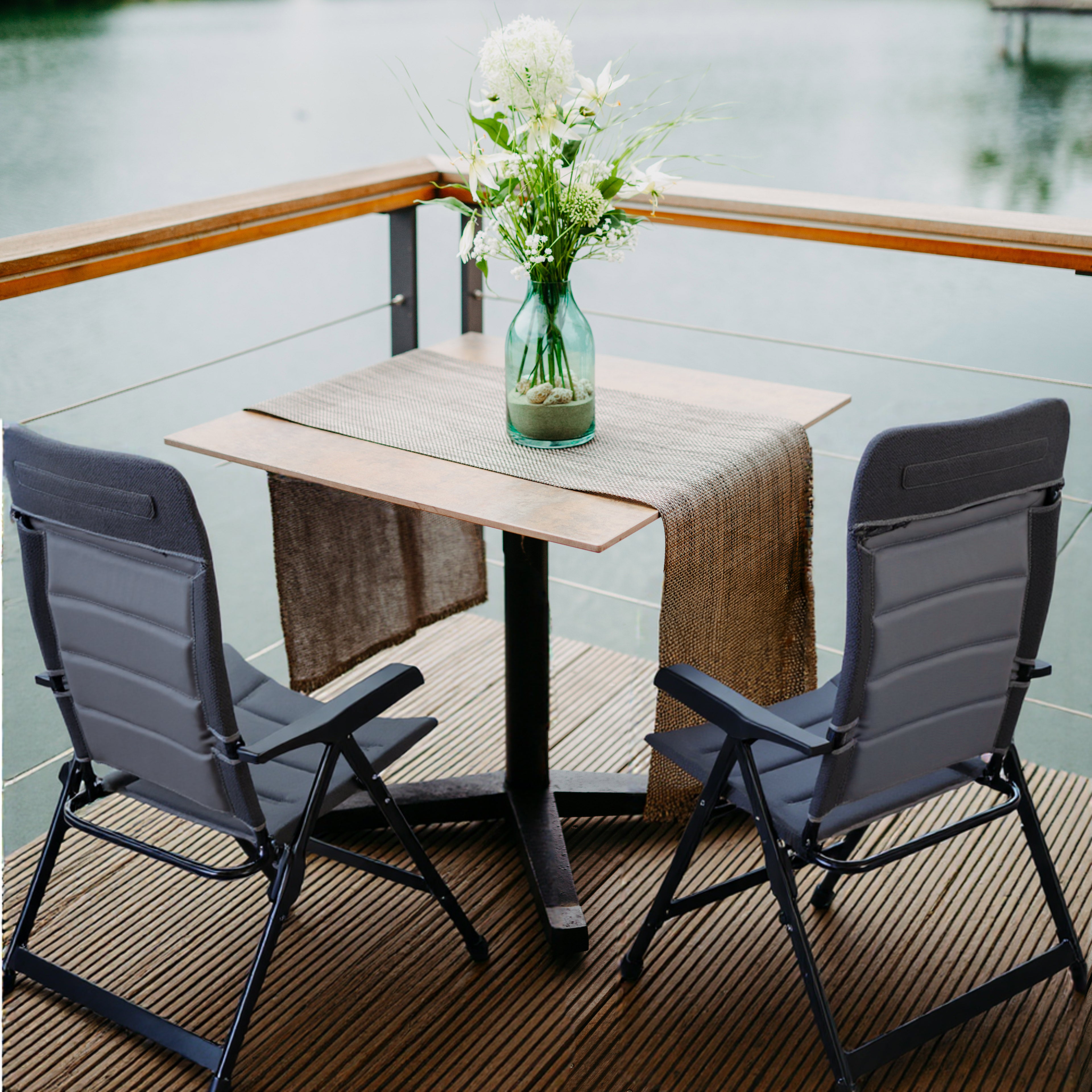 4-delige luxe campingstoelen set - 7 standen - 120 kg draagvermogen - lichtgewicht - grijs