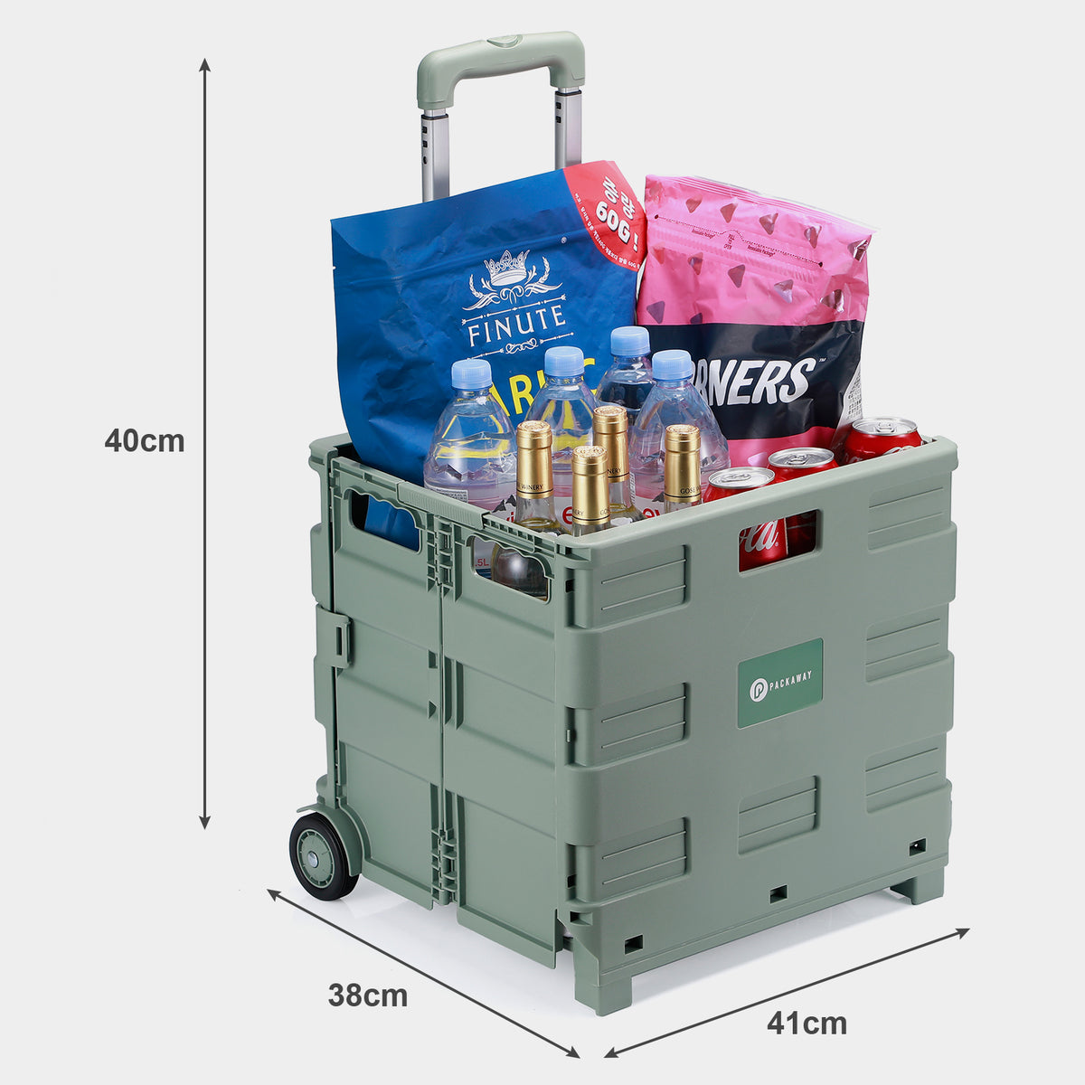 Packaway Boodschappentrolley krat XL 50L groen - incl. deksel