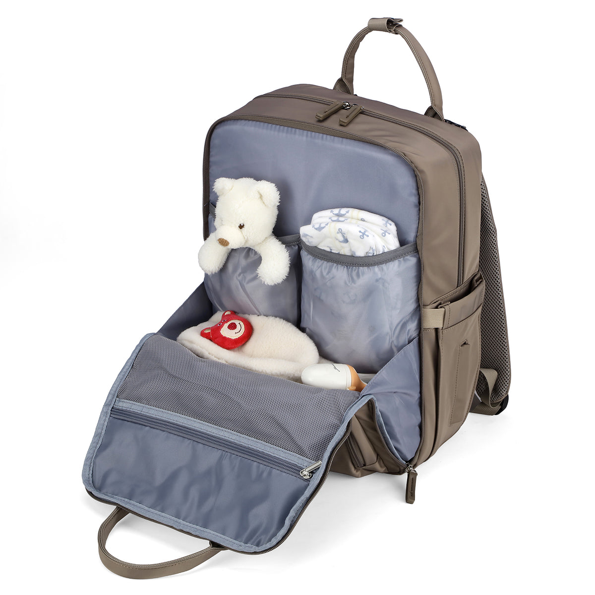 Brisby slijtvaste Luiertas – verzorgingstas – met buggymontage - Stone Greige
