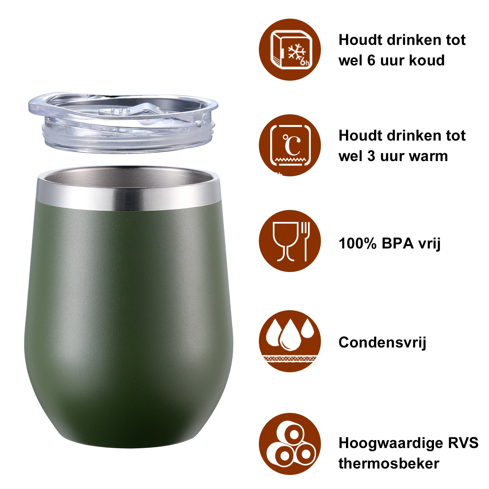 Bardi Thermosbekers 0,3L RVS groen set - incl. deksels - dubbelwandig