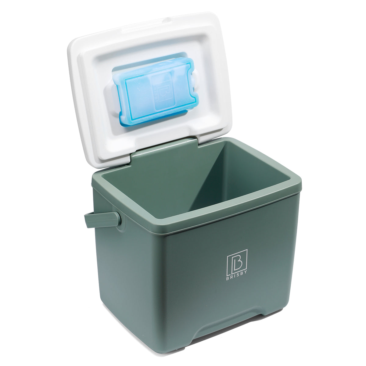 Brisby Koelbox - Frigobox - 13L- Groen - Tot maximaal 40 uur isolatie - Incl. 2 dikke koelelementen van 450ml - Met koelelementen vergrendeld in deksel en Brisby 500ml Zwarte Dubbelwandige Thermosfles