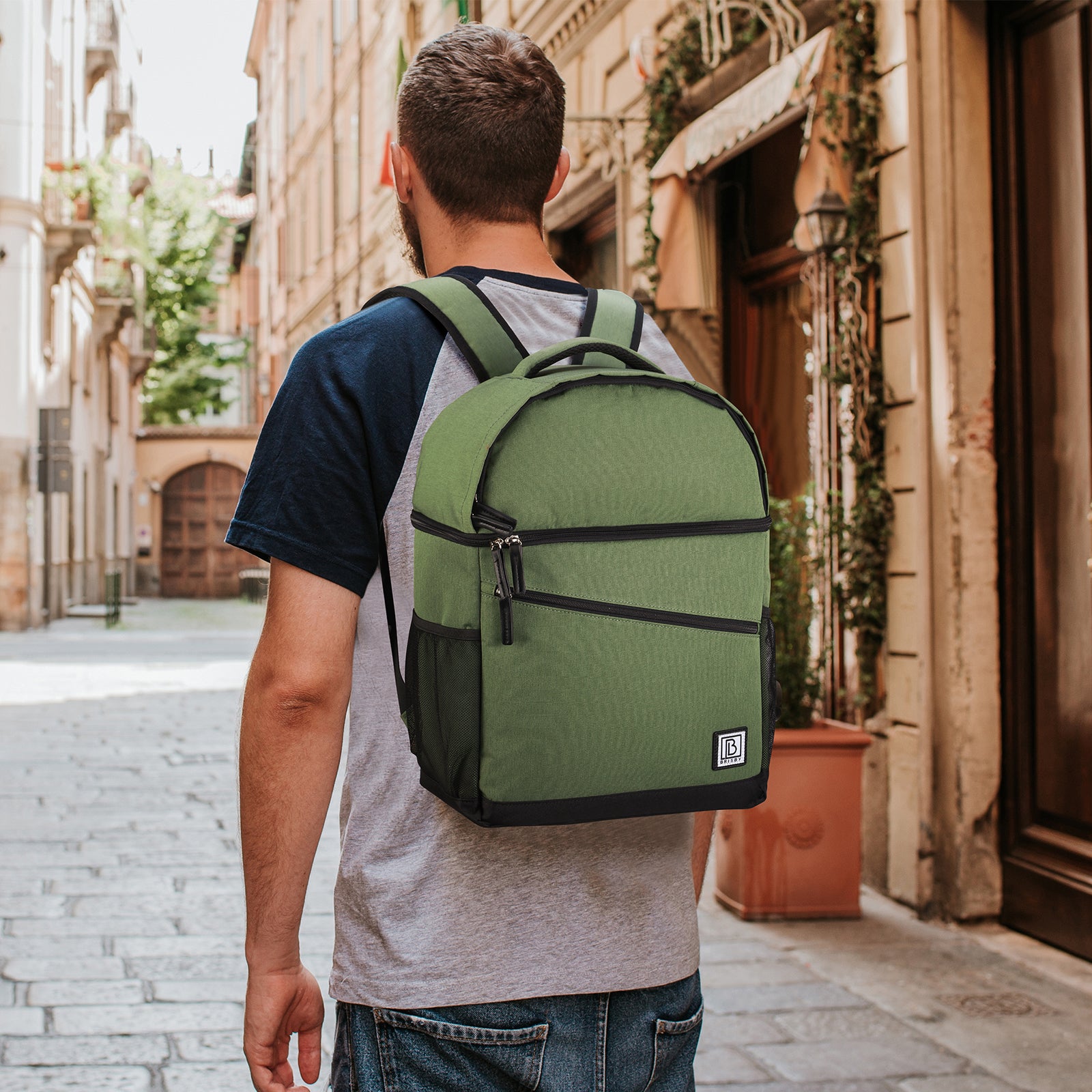 Brisby Koeltas rugtas 25L groen - incl. 2 koelelementen, bieropener