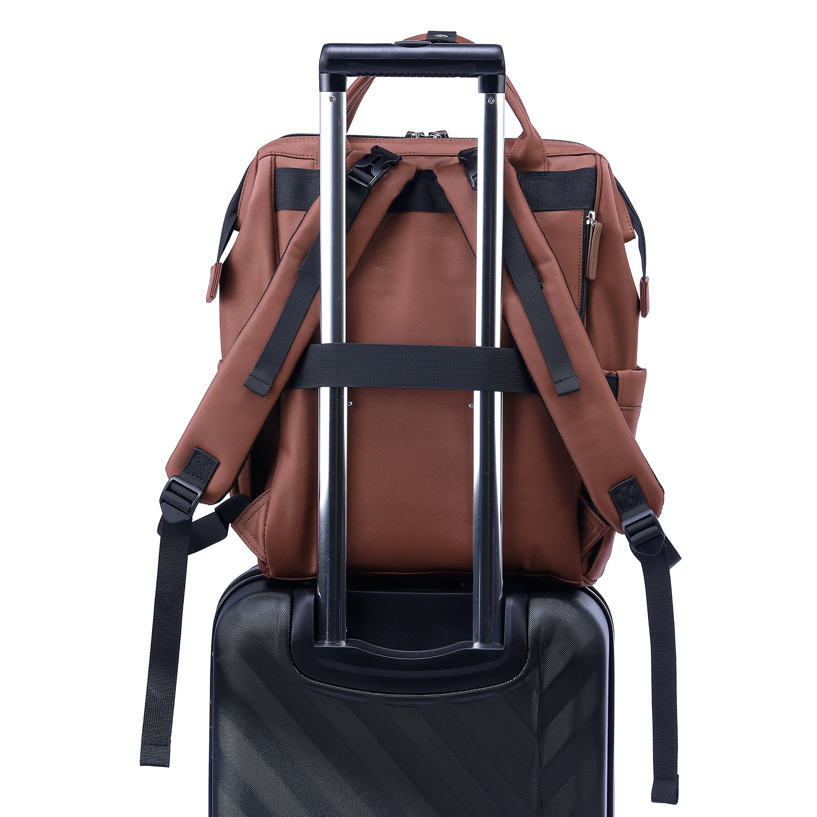 Stayopen luiertas roodbruin - Verzorgingstas - stay-open frame - USB oplaadfunctie - incl. buggymontage en verschoonmat