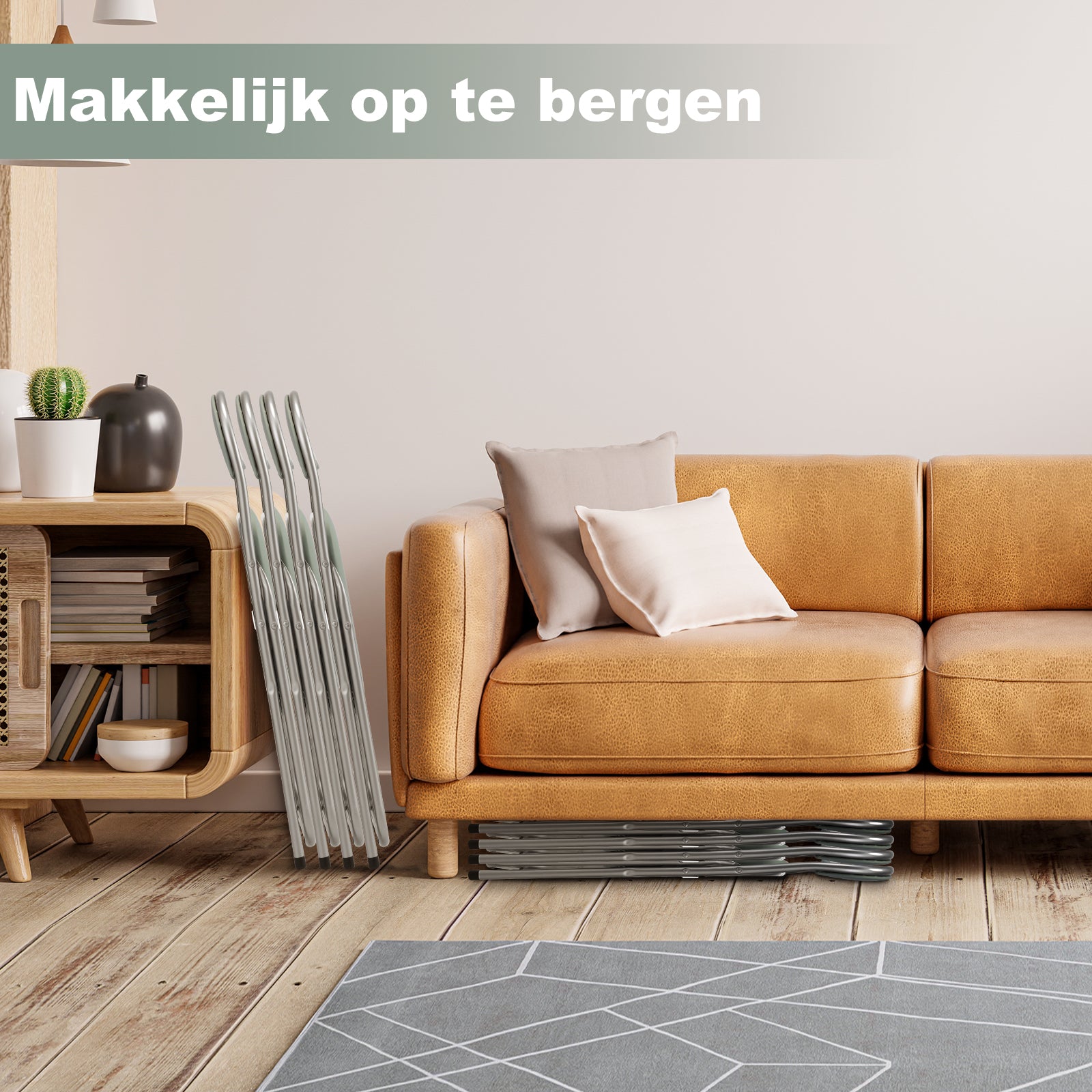 Bardi 8-delige Klapstoelen set PVC groen - 100 kg draagvermogen