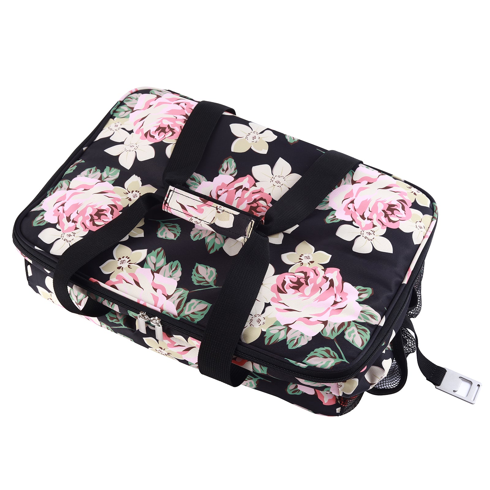Cooler bag 40L black flower - lunch bag - foldable - 4-layer insulated - incl. 6 free cooling elements and carrying strap