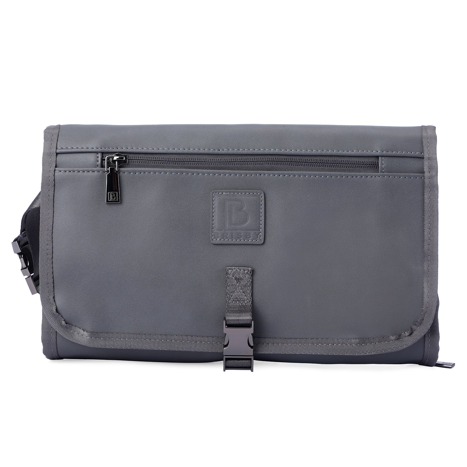 Venezia diaper bag and weekend bag set grey - PU leather - shoulder bag - wear-resistant - Incl. buggy/pram hooks, changing mat and cool bag