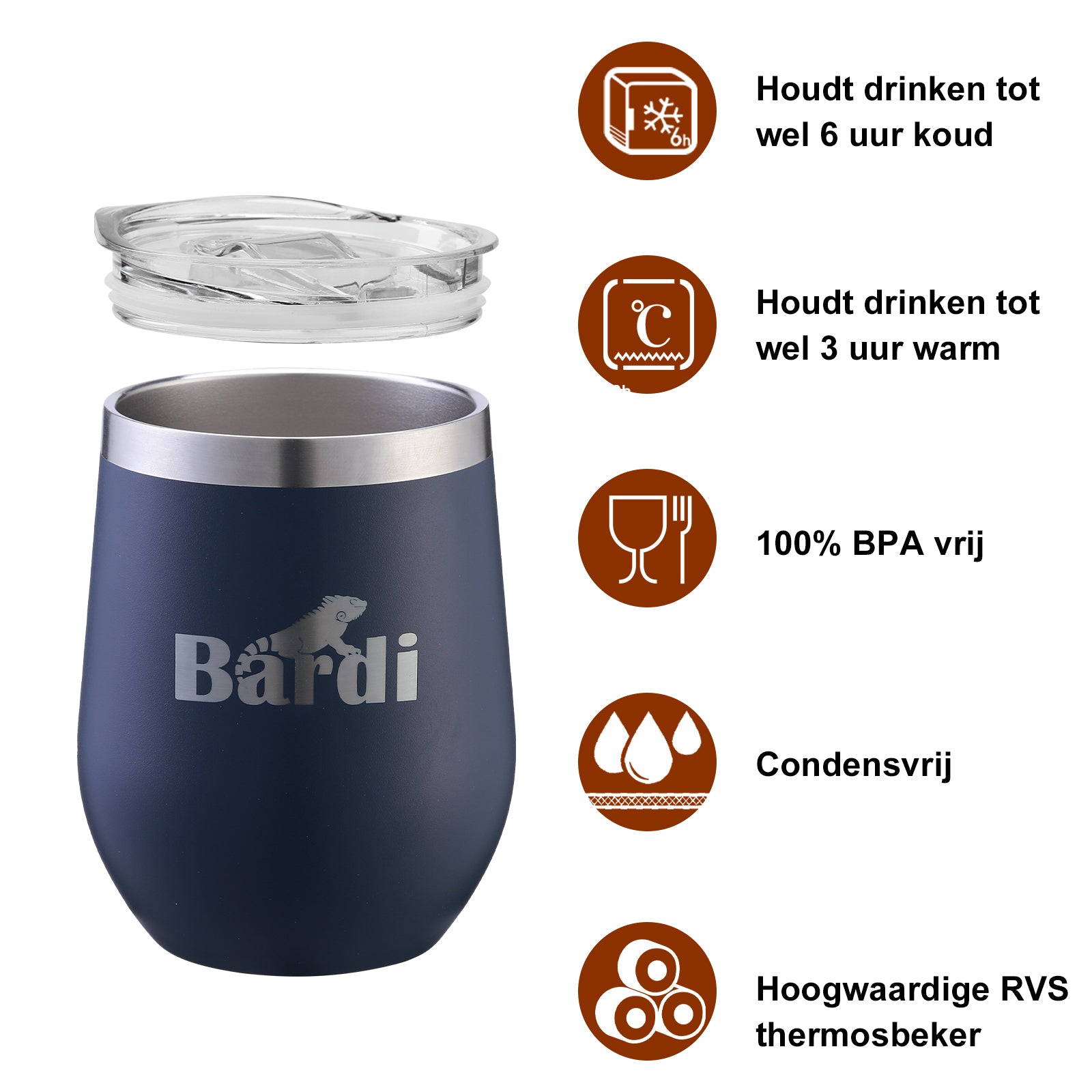 Bardi Thermosbekers 0,3L RVS blauw set - incl. deksels - dubbelwandig