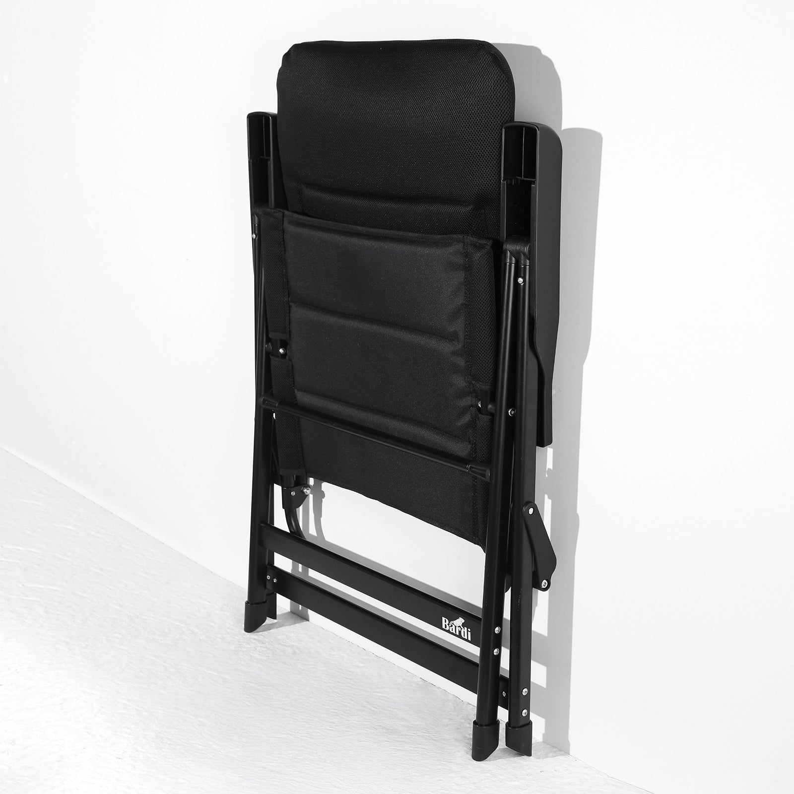 Bardi 8-delige Campingstoelen set zwart - 7 standen - 120 kg draagvermogen