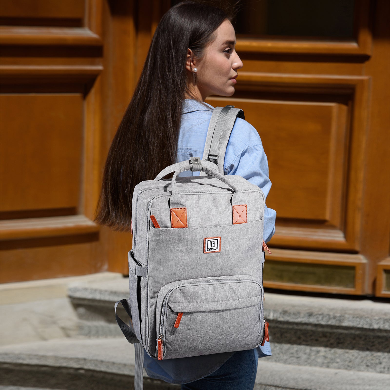 Brisby Rugtas unisex LTO lichtgrijs - waterafstotend - laptopvak - handbagage