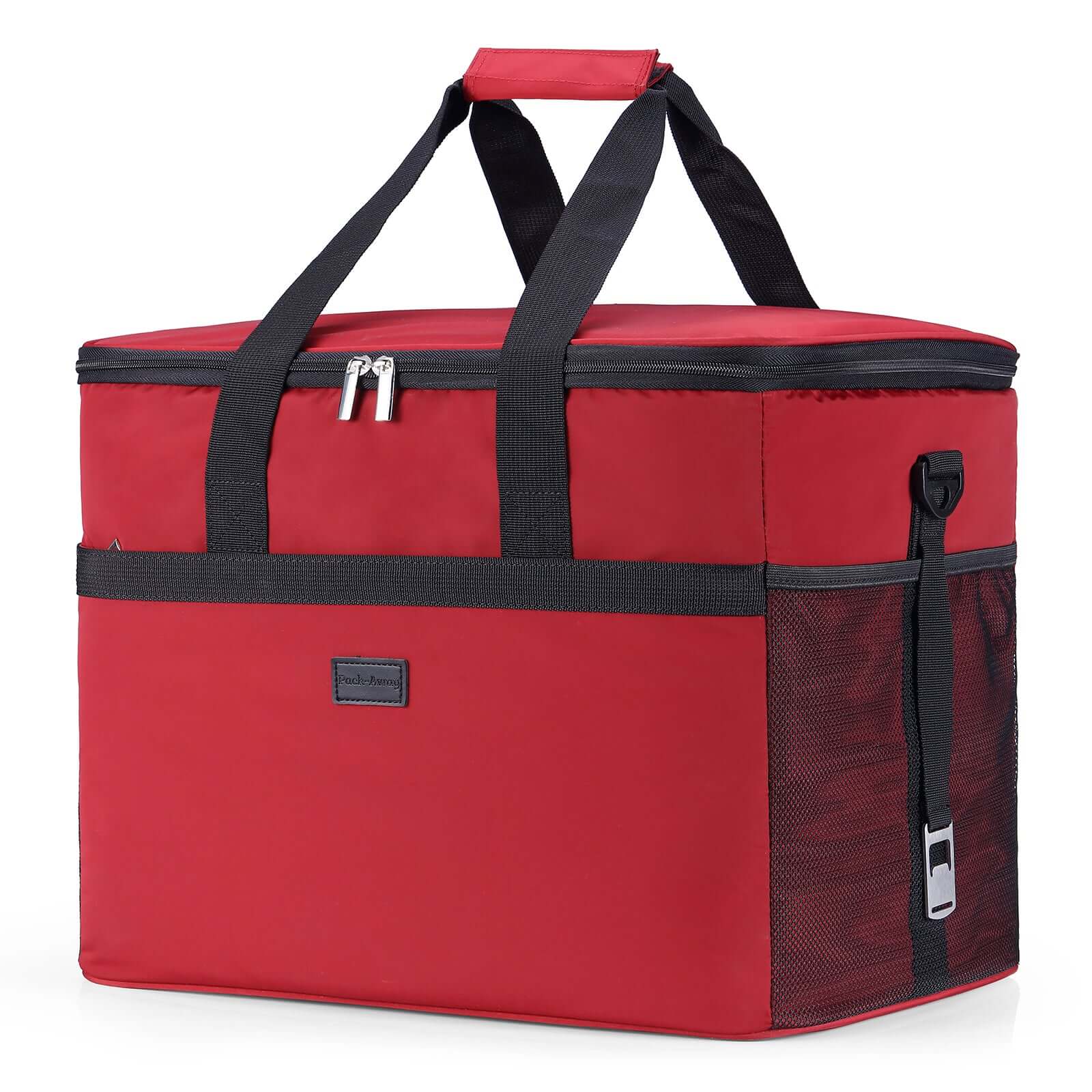 Koeltas 40L rood - Lunchtas - opvouwbaar - 4-laags geïsoleerd - incl. 4 gratis koelelementen en draagband