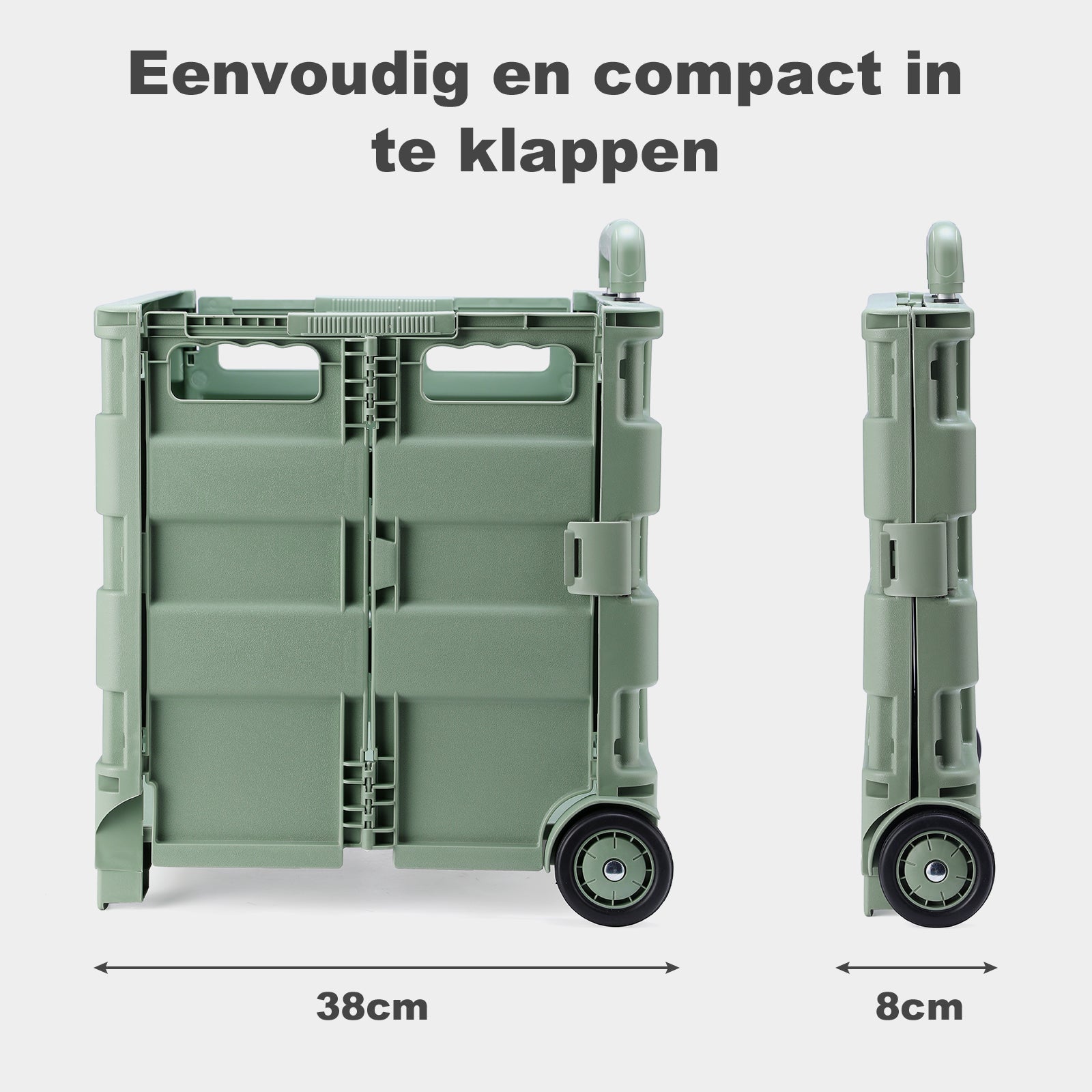 Packaway XL Foldable Shopping Trolley with wheels - Shopping crate - Storage box - Shopping trolley - Folding crate - 50 Liters - Green