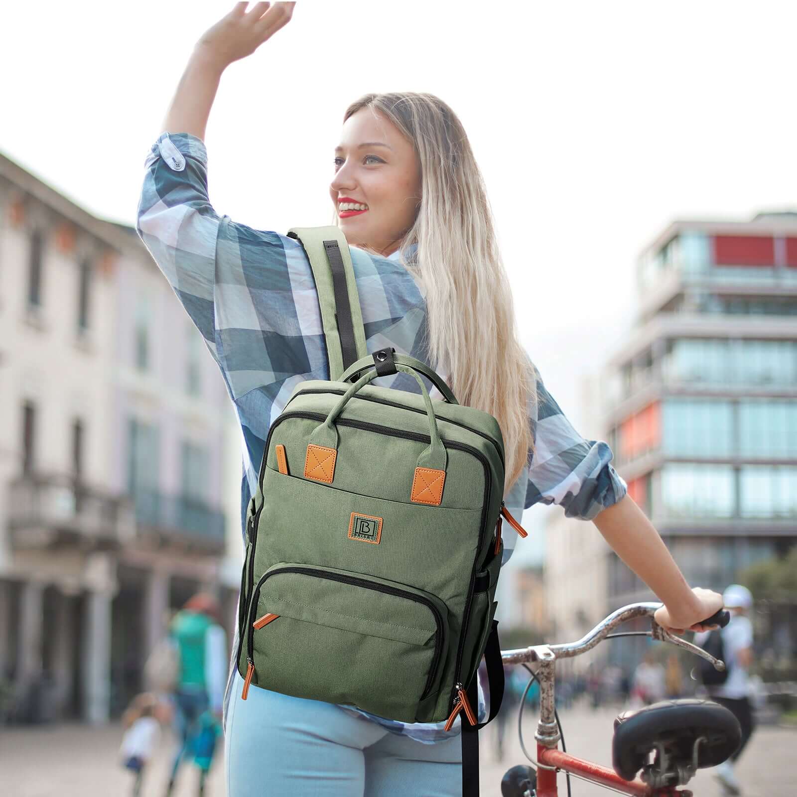 Brisby Rugzak voor Dames & Heren – Comfortabele, Waterafstotende Rugtas met Laptopvak, perfect als Schooltas, Werktas & voor op Reis. Geschikt als handbagage. Levenslange Garantie! - Groen Brisby Rugzak voor Dames & Heren – Comfortabele, Waterafstot