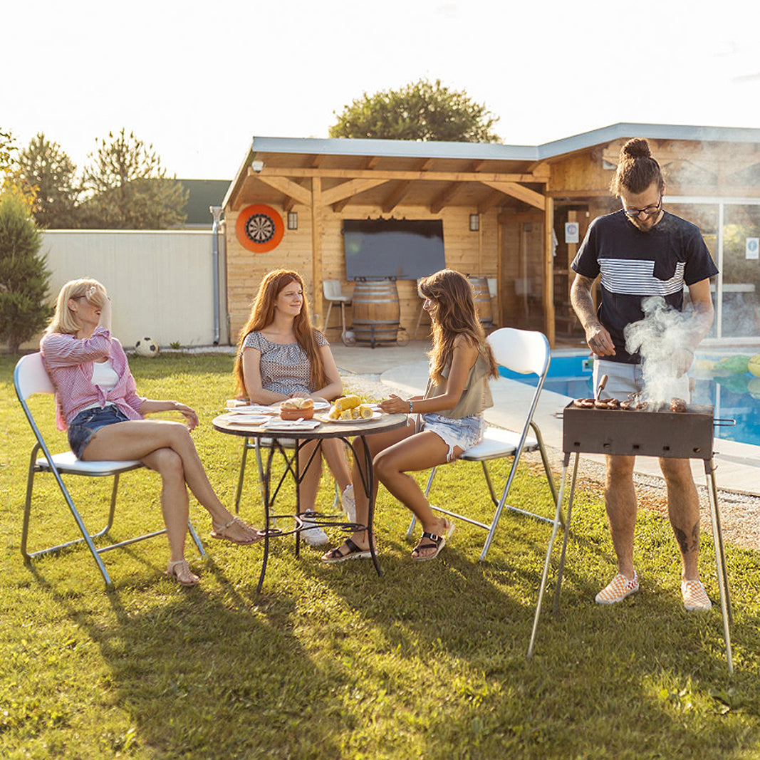 Bardi 2-delige Klapstoelen set PVC wit - 100 kg draagvermogen