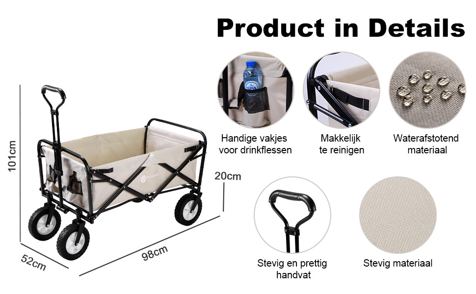 Packaway Bolderkar 70kg taupe - opvouwbaar - wasbaar