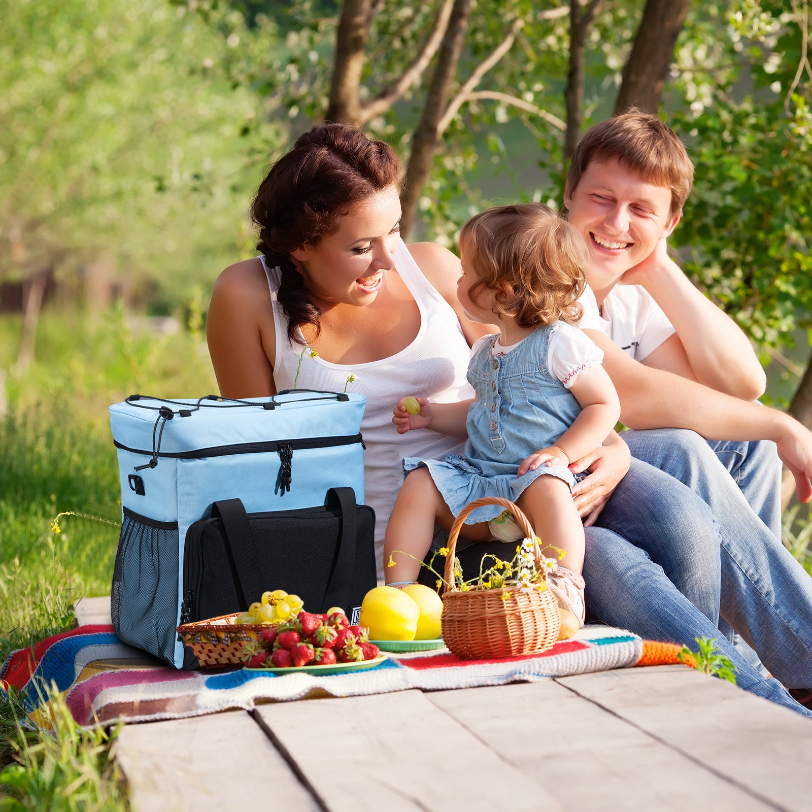 Cooler bag 30L black-blue - Lunch bag - 4-layer insulated - incl. 4 cooling elements
