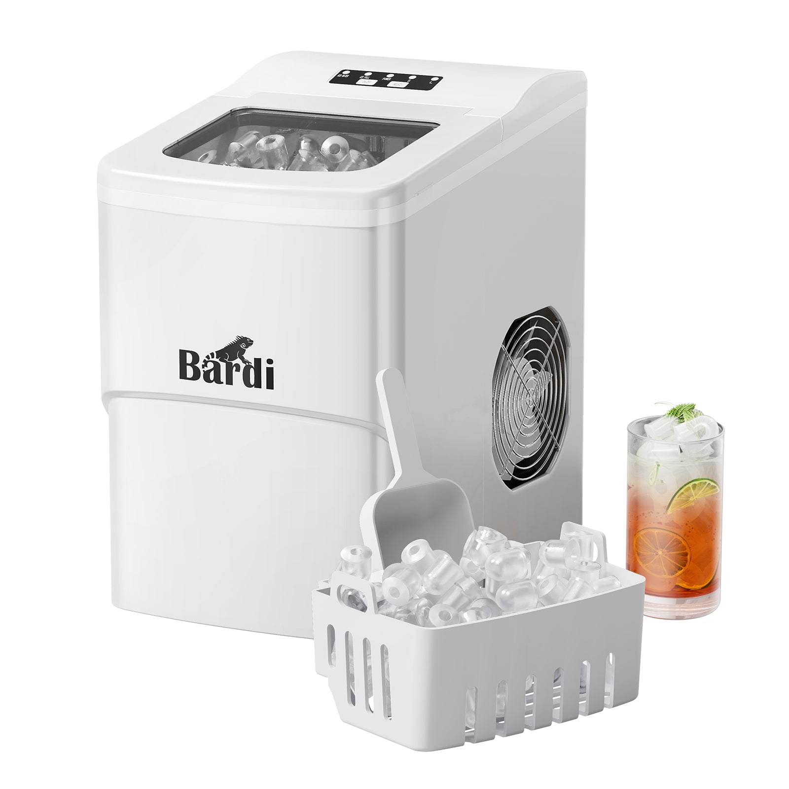 Bardi IJsblokjesmachine - 2 Liter - 12KG IJsblokjes in 24 uur - met IJsschep - Inclusief Luxe Thermosbeker en Ijsschep - Wit