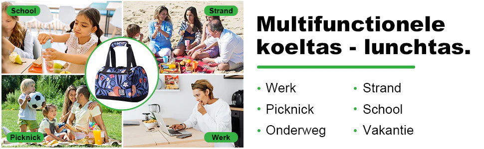 Koeltas 10L valencia - Lunchtas - 4-laags geïsoleerd - 2 gratis koelelementen - incl. schouderband