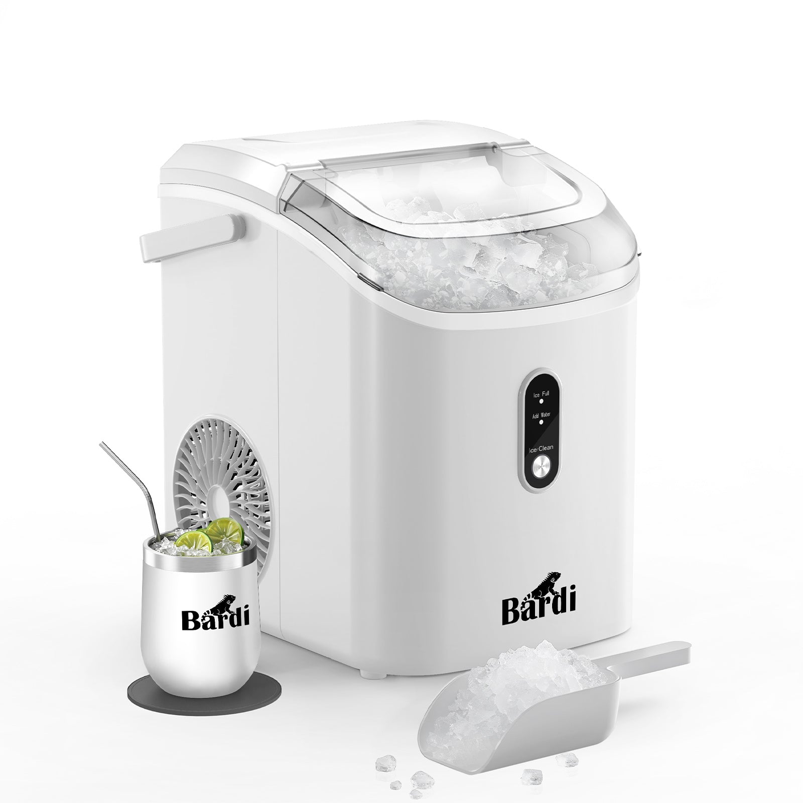Bardi Nugget IJsblokjesmachine Rond 1,1L wit - 15 kg/24 uur - incl. thermosbeker