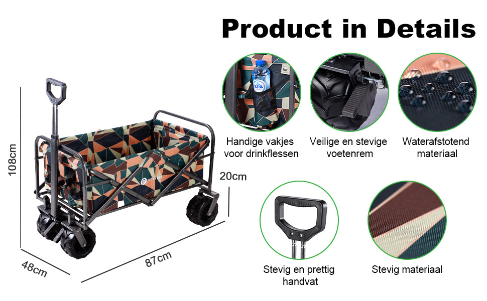 Packaway Bolderkar XL 80kg abstract colours - opvouwbaar - heavy duty - wasbaar