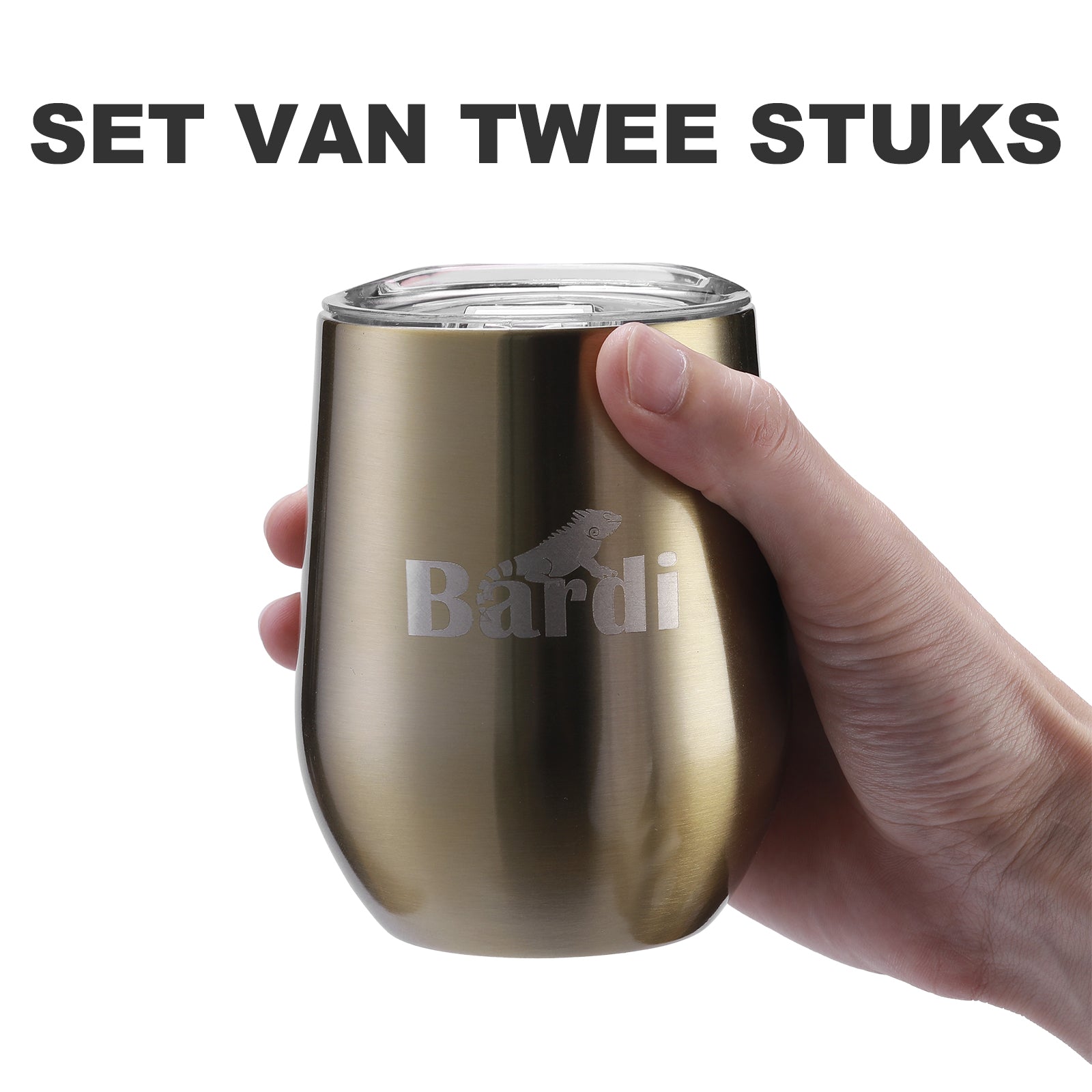 Bardi Thermosbekers 0,3L RVS goud set - incl. deksels - dubbelwandig